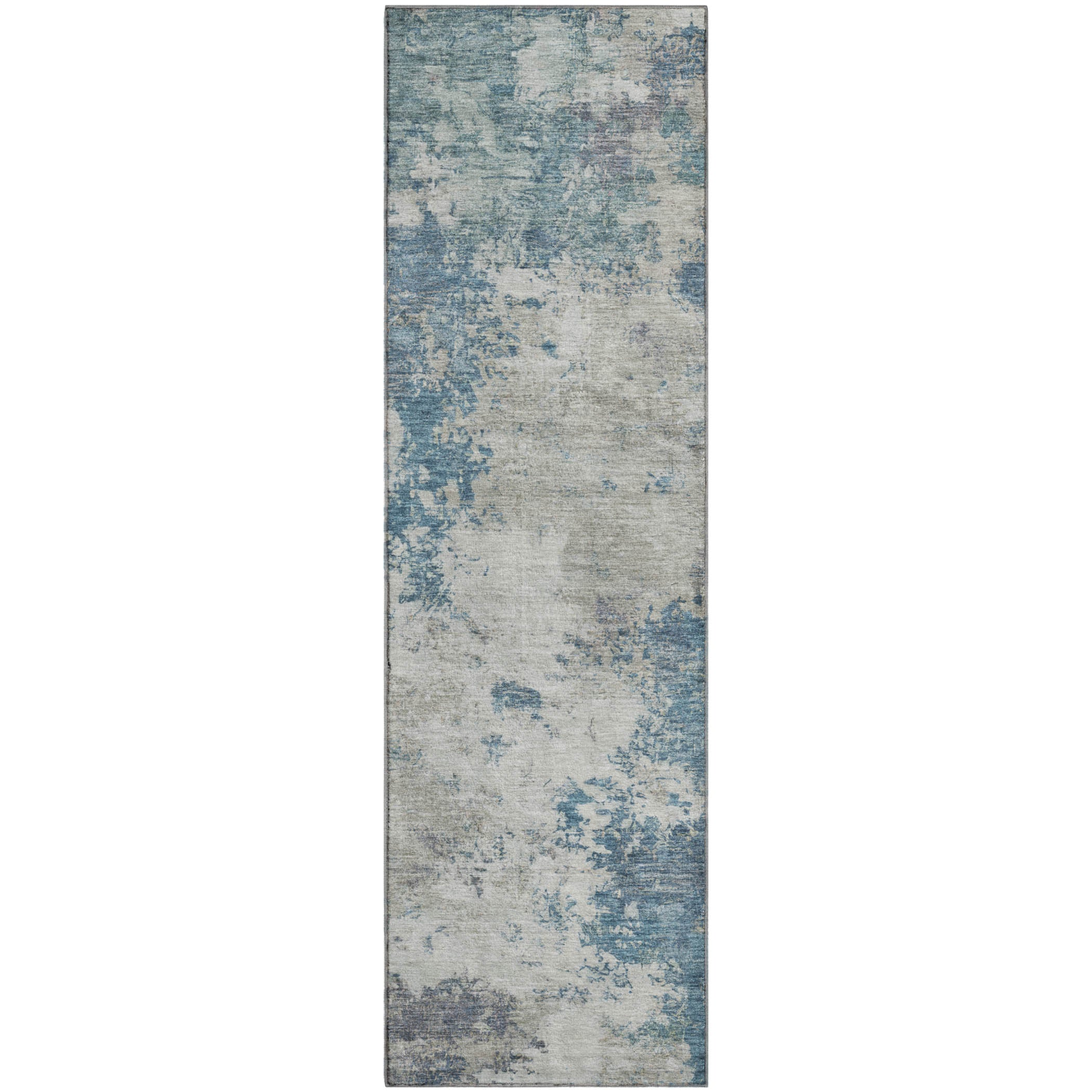Luang Prabang Machine Washable Transitional Denim Blue Rug 2'3" x 7'6" #shape_Runner
