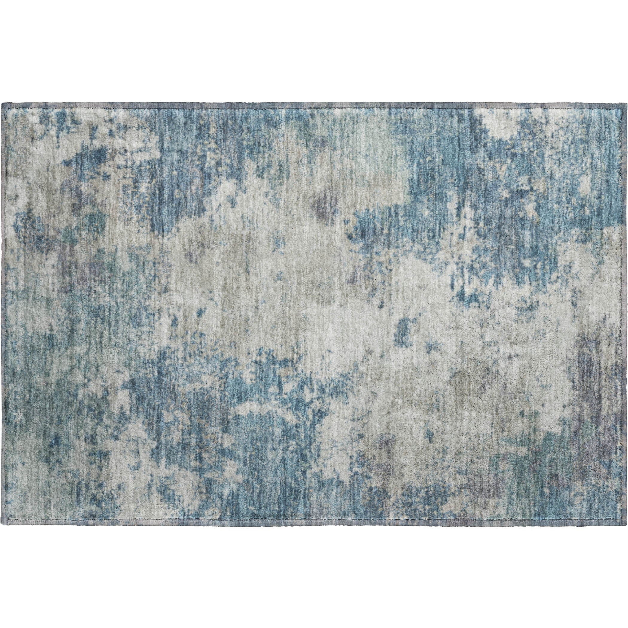 Luang Prabang Machine Washable Transitional Denim Blue Rug 1'8" x 2'6" #shape_Rectangle