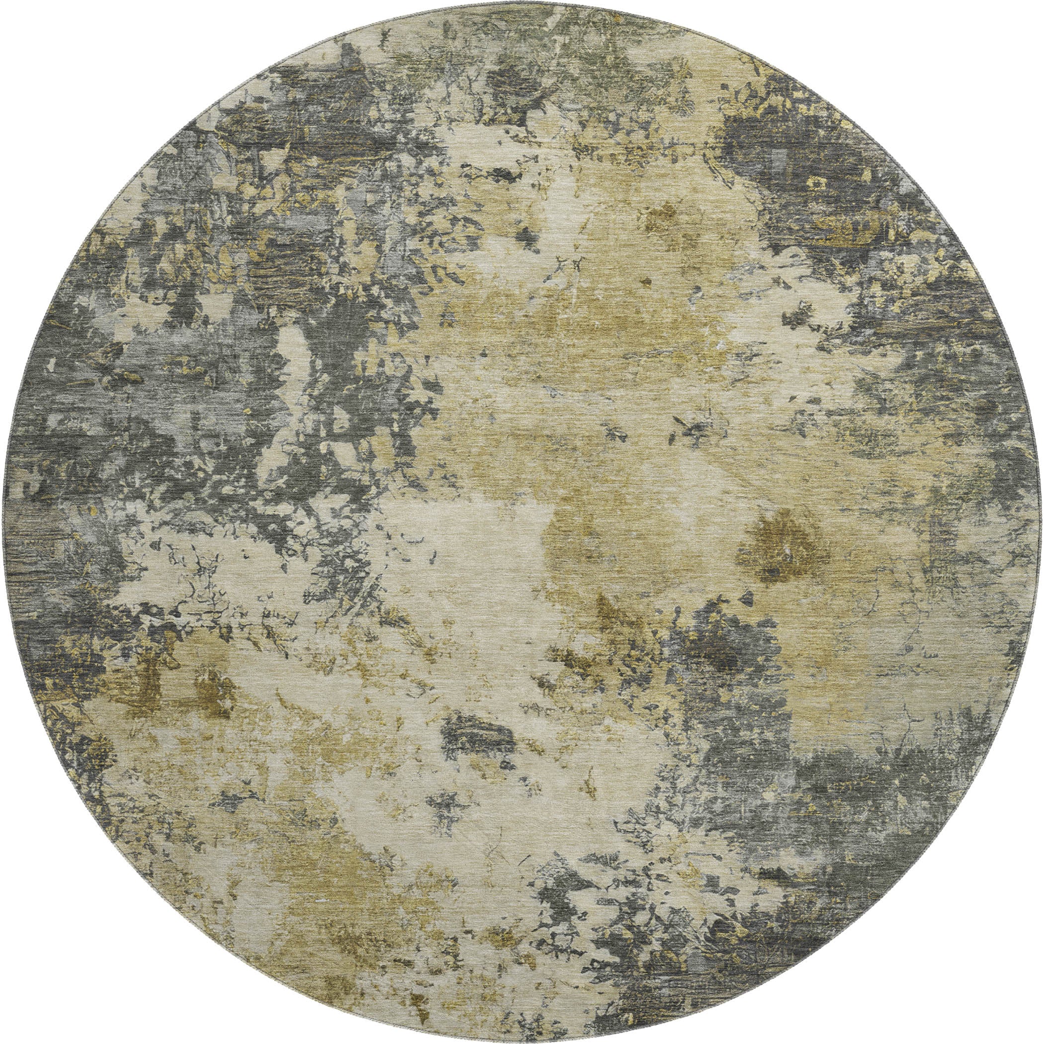 Luang Prabang Machine Washable Transitional Pewter Gray Rug 8' x 8' #shape_Round