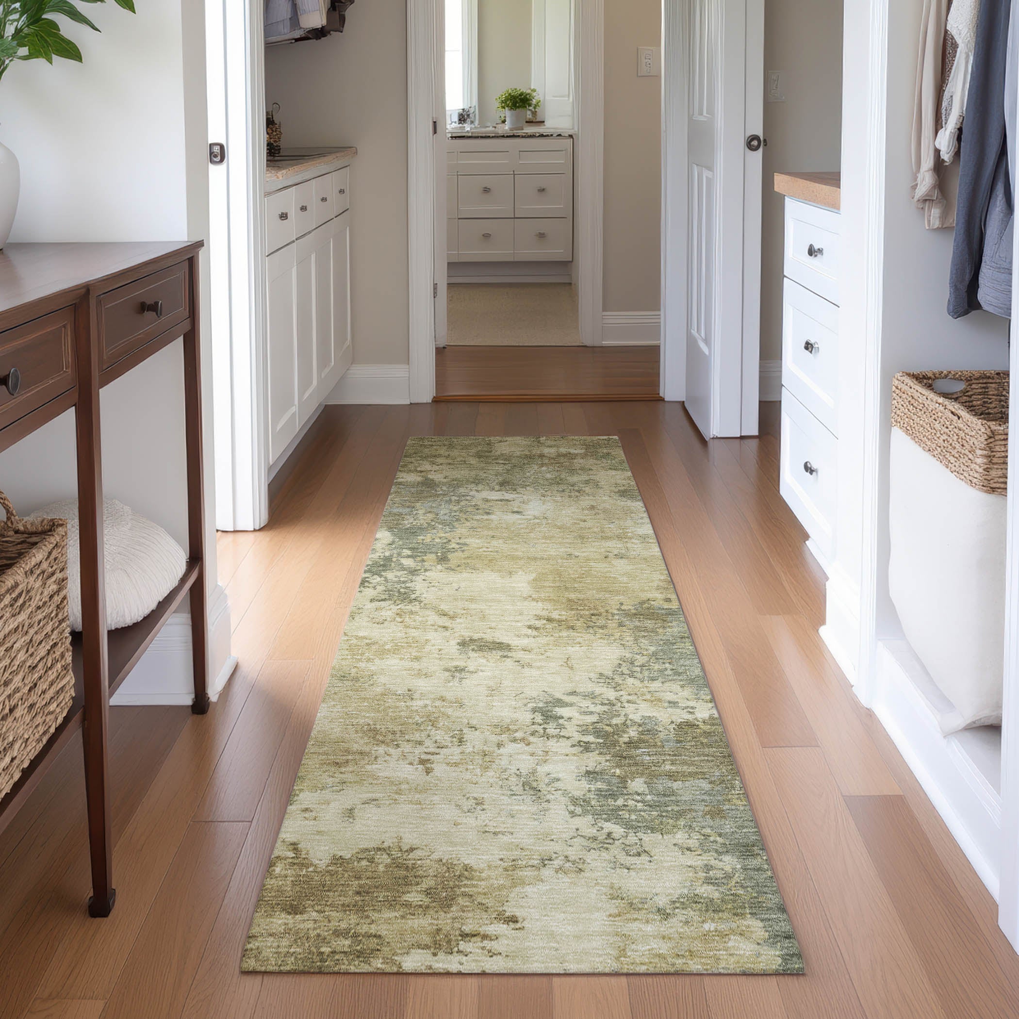 Luang Prabang Machine Washable Transitional Wheat Gold Rug 2'3" x 7'6" #shape_Runner