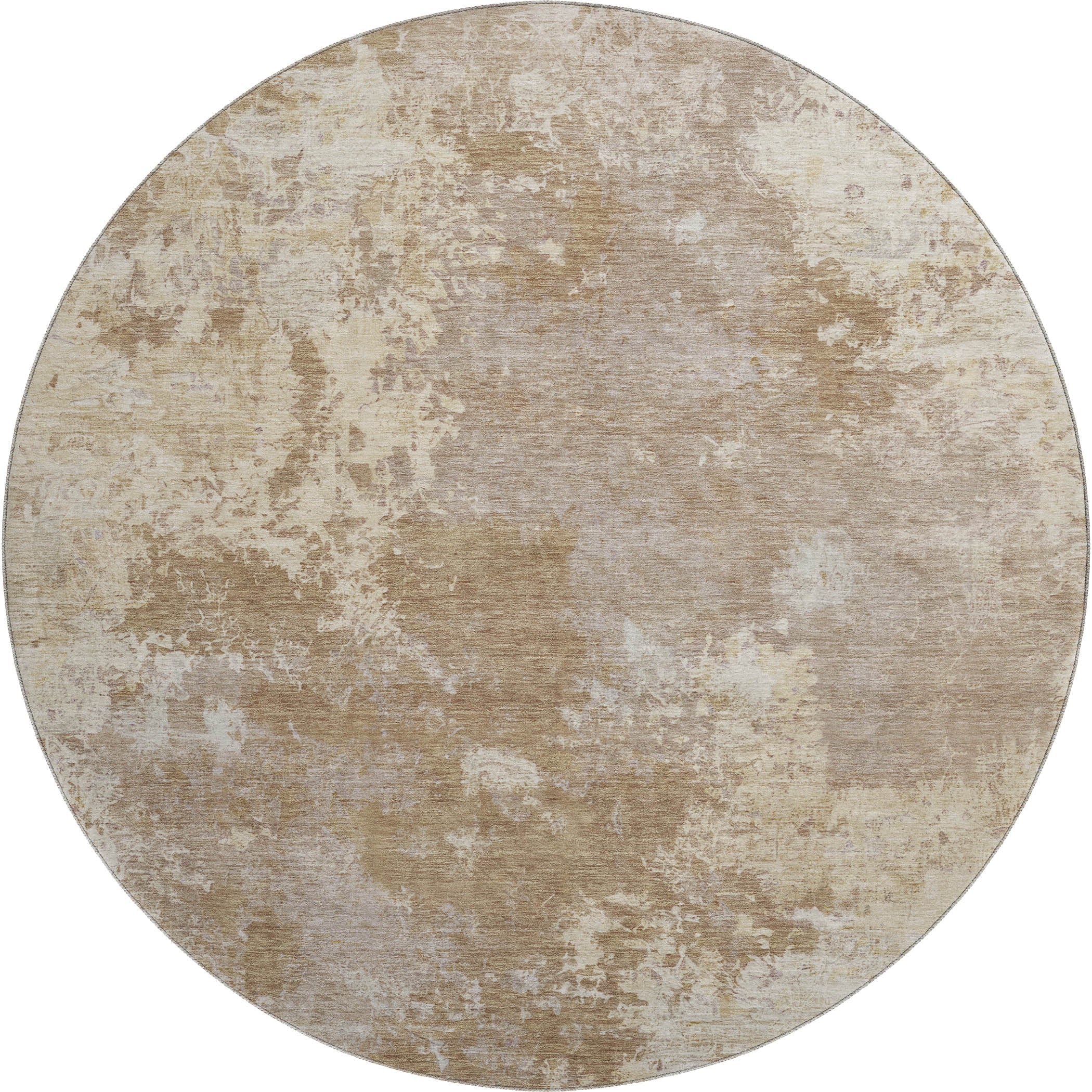 Tbilisi Machine Washable Transitional Brown Rug 8' x 8' #shape_Round