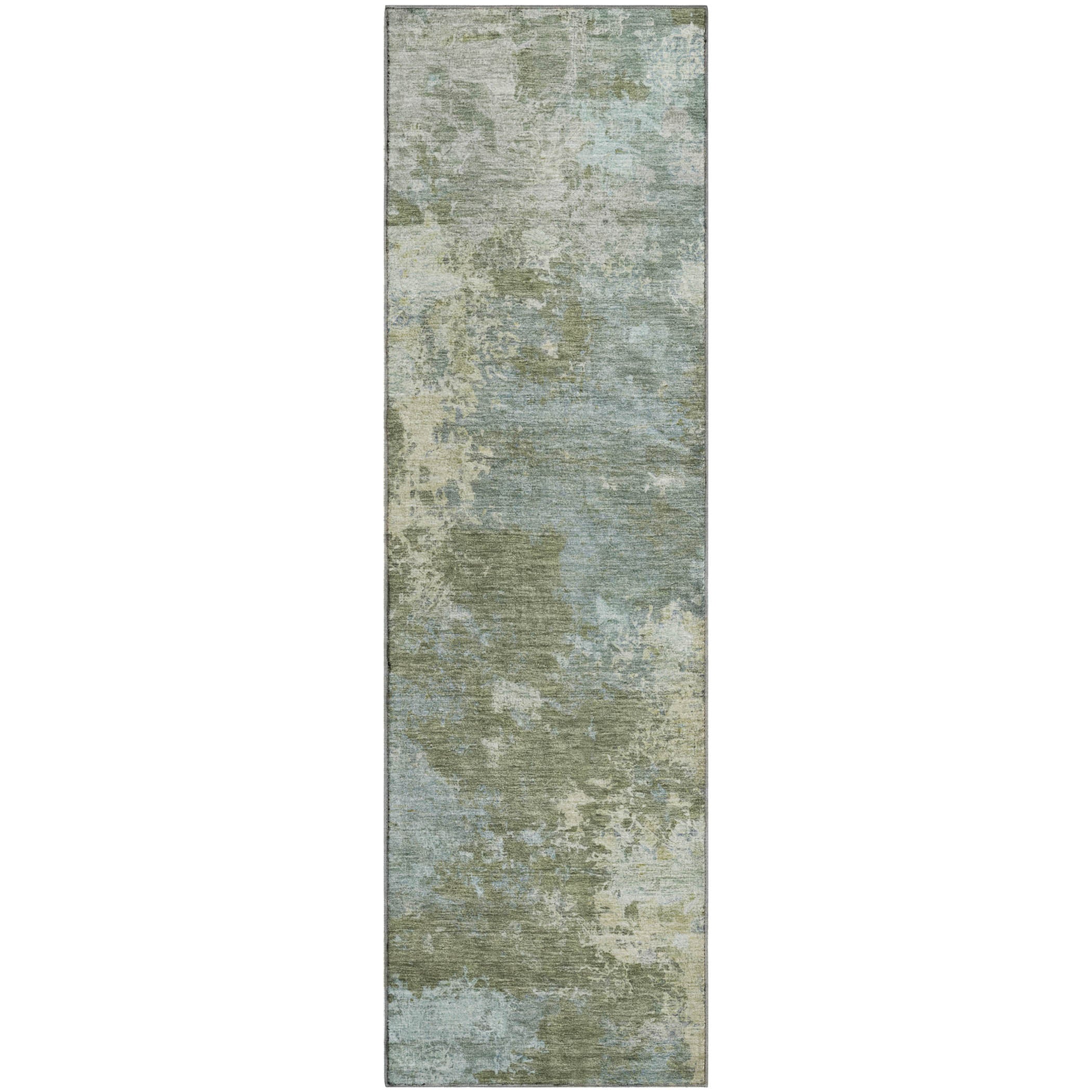 Tbilisi Machine Washable Transitional Fern Green Rug 2'3" x 7'6" #shape_Runner
