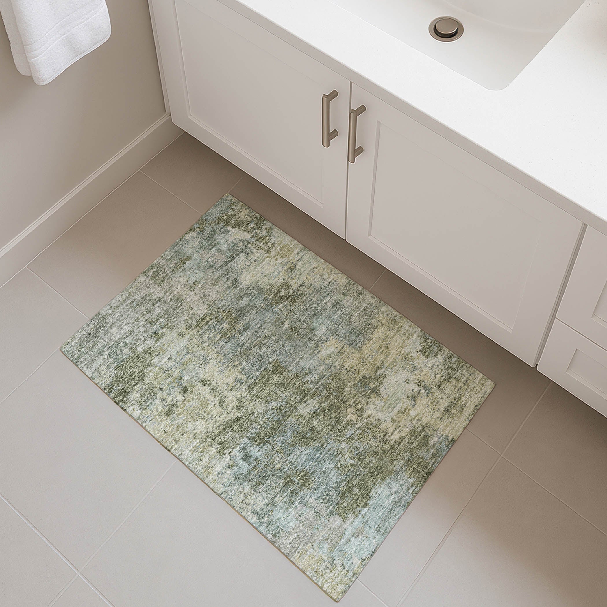 Tbilisi Machine Washable Transitional Fern Green Rug 1'8" x 2'6" #shape_Rectangle