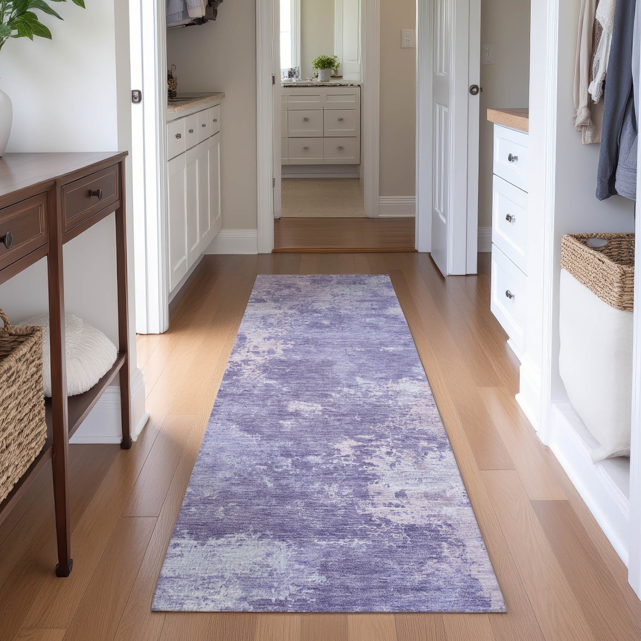 Tbilisi Machine Washable Transitional Plum Purple Rug 2'3" x 7'6" #shape_Runner