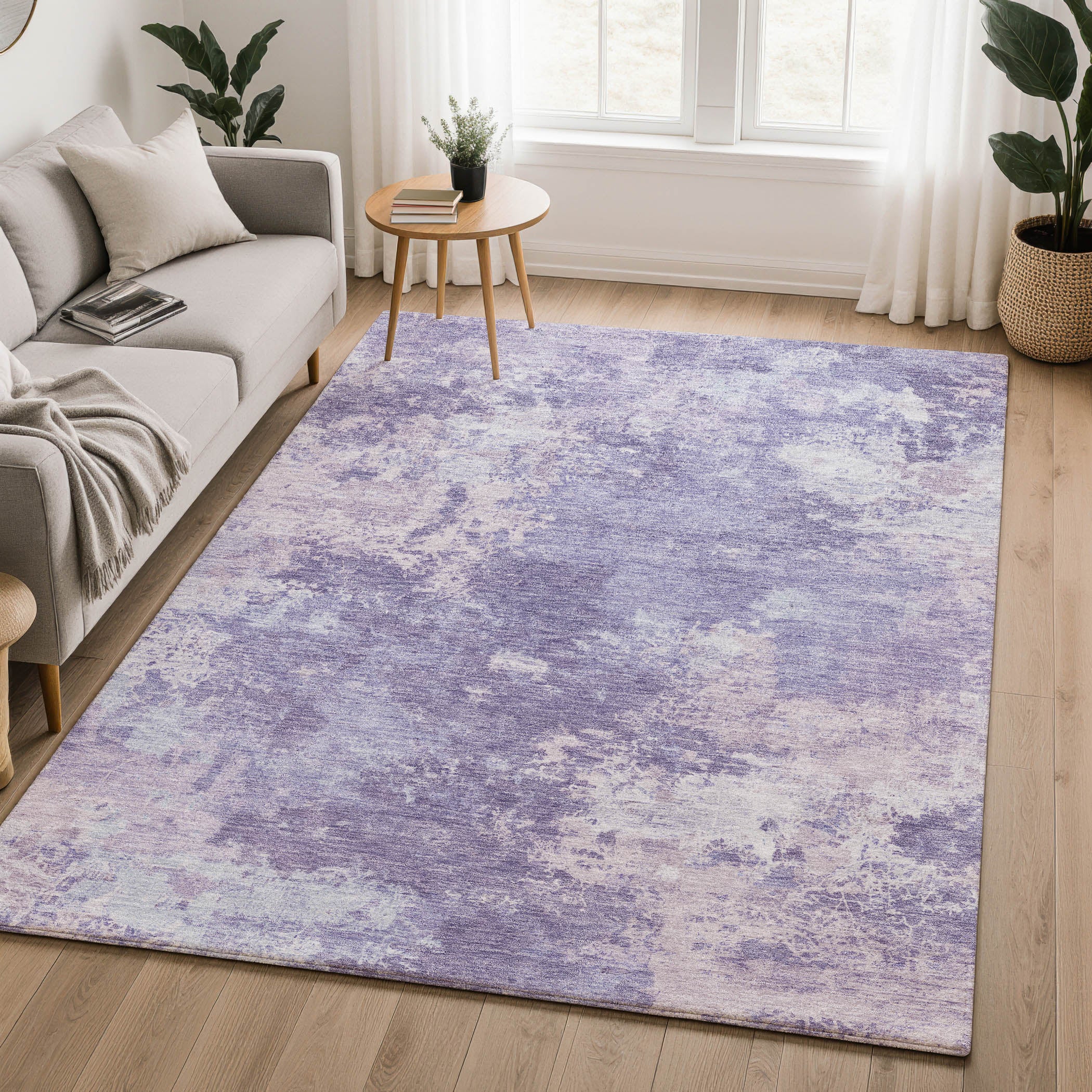Tbilisi Machine Washable Transitional Plum Purple Rug 3' x 5' #shape_Rectangle