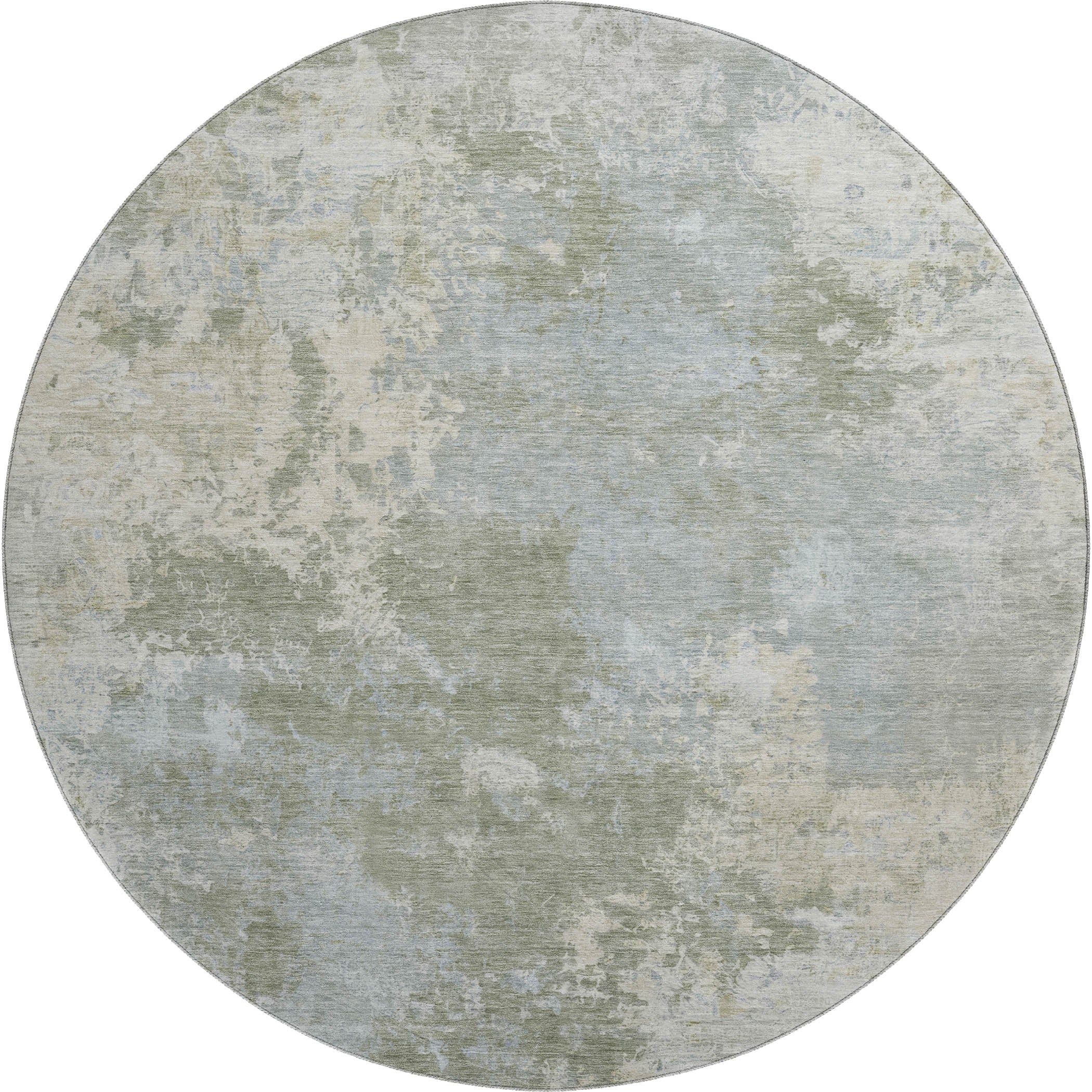 Tbilisi Machine Washable Transitional Sage Green Rug 8' x 8' #shape_Round