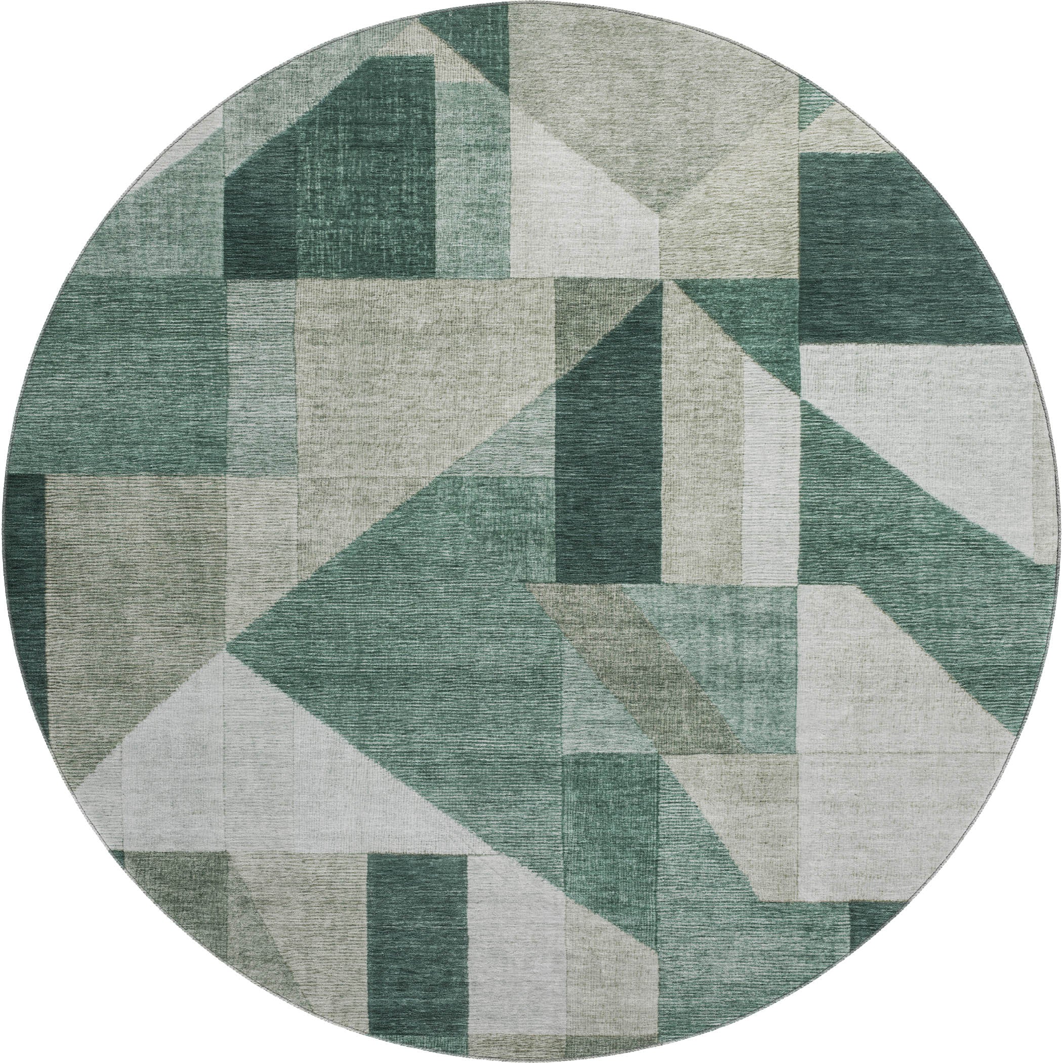 Athens Machine Washable Traditional Basil Green Rug 8' x 8' #shape_Round