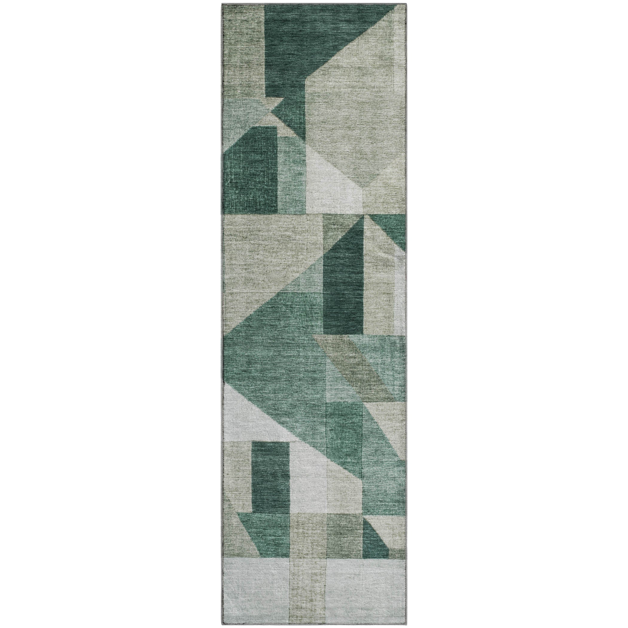 Athens Machine Washable Traditional Basil Green Rug 2'3" x 7'6" #shape_Runner
