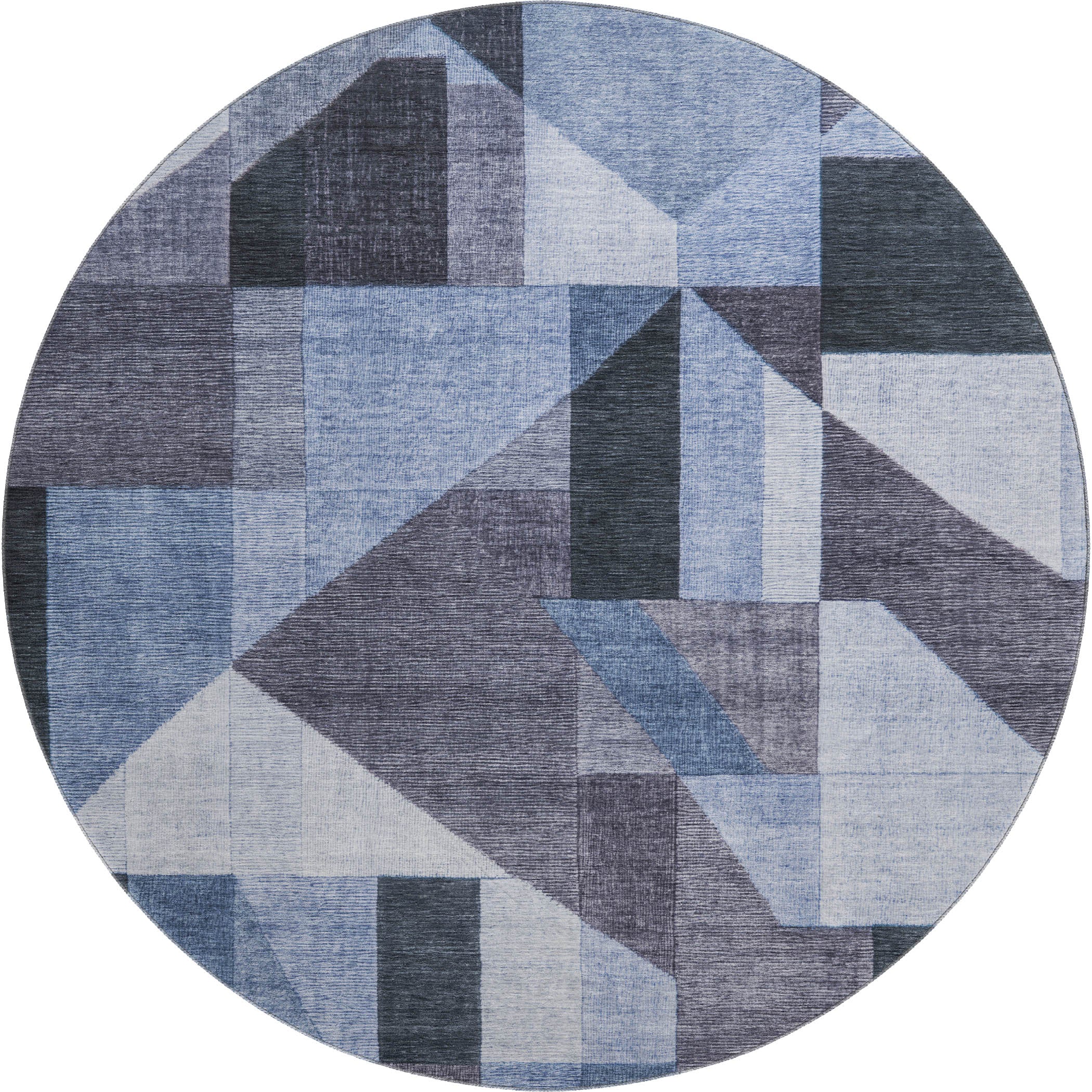 Athens Machine Washable Traditional Blue Rug 8' x 8' #shape_Round