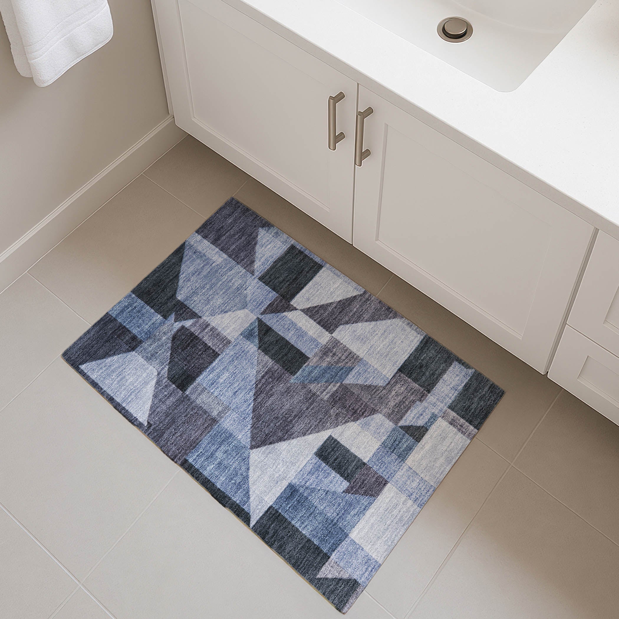 Athens Machine Washable Traditional Blue Rug 1'8" x 2'6" #shape_Rectangle