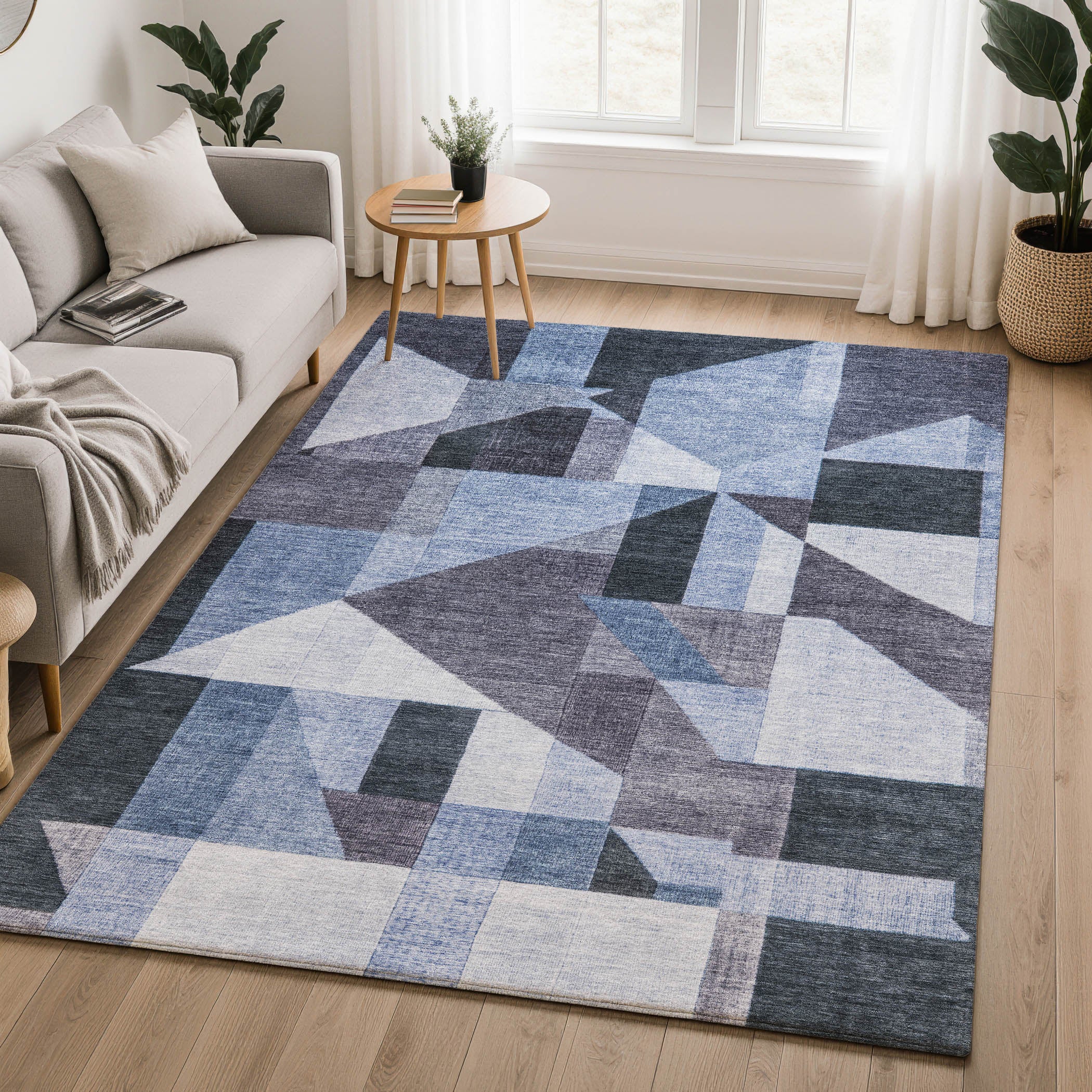 Athens Machine Washable Traditional Blue Rug 3' x 5' #shape_Rectangle