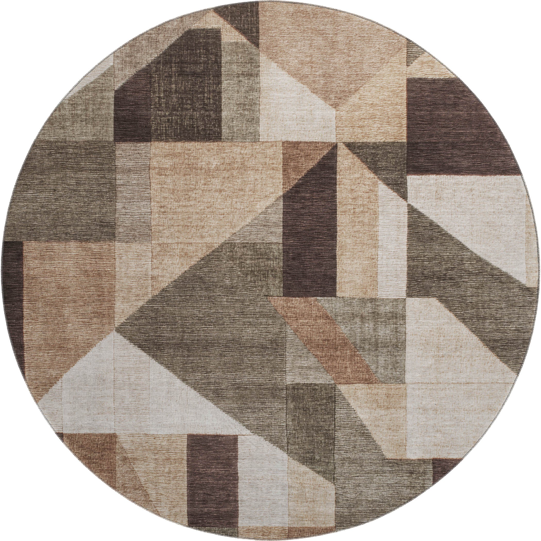 Athens Machine Washable Traditional Brown Rug 8' x 8' #shape_Round