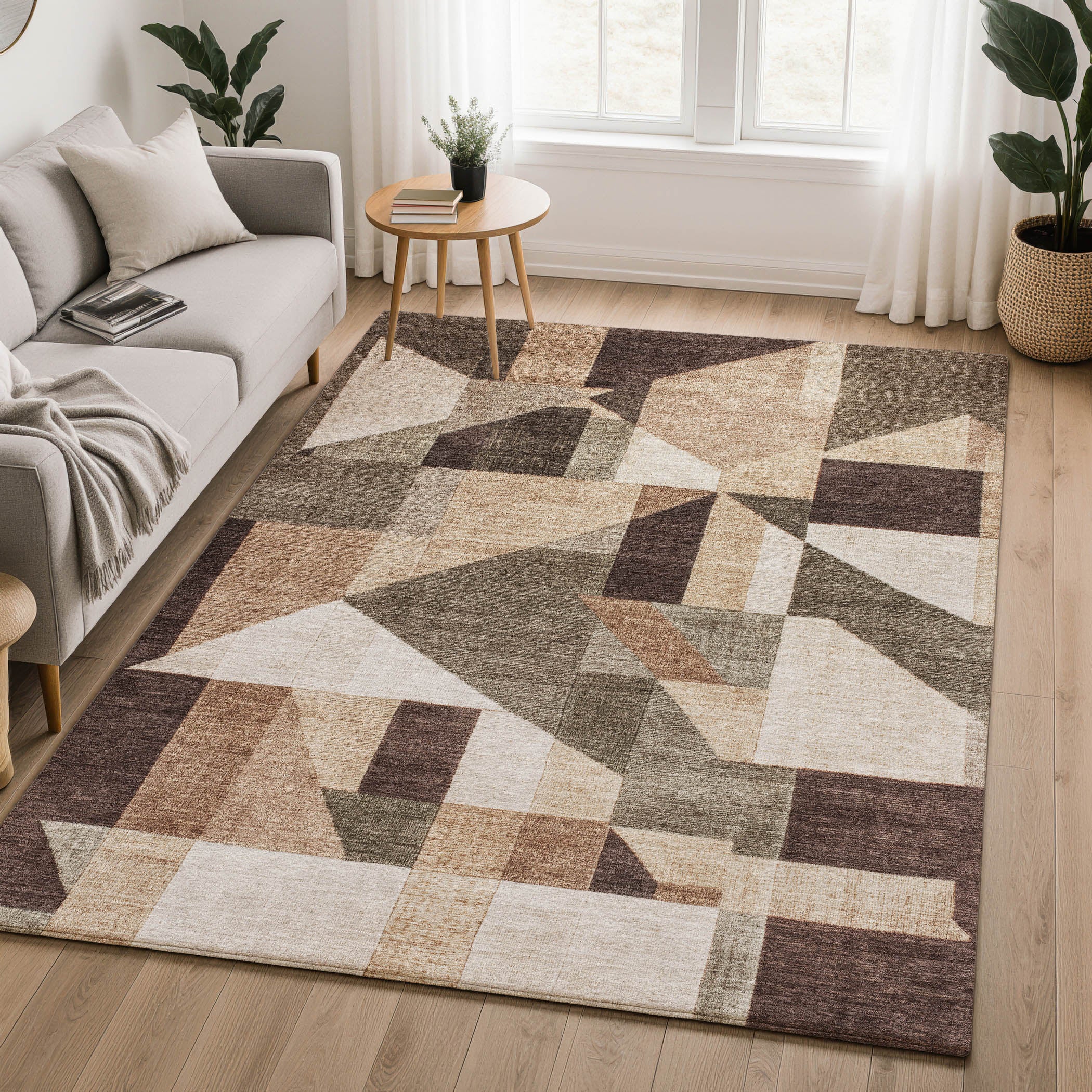 Athens Machine Washable Traditional Brown Rug 3' x 5' #shape_Rectangle