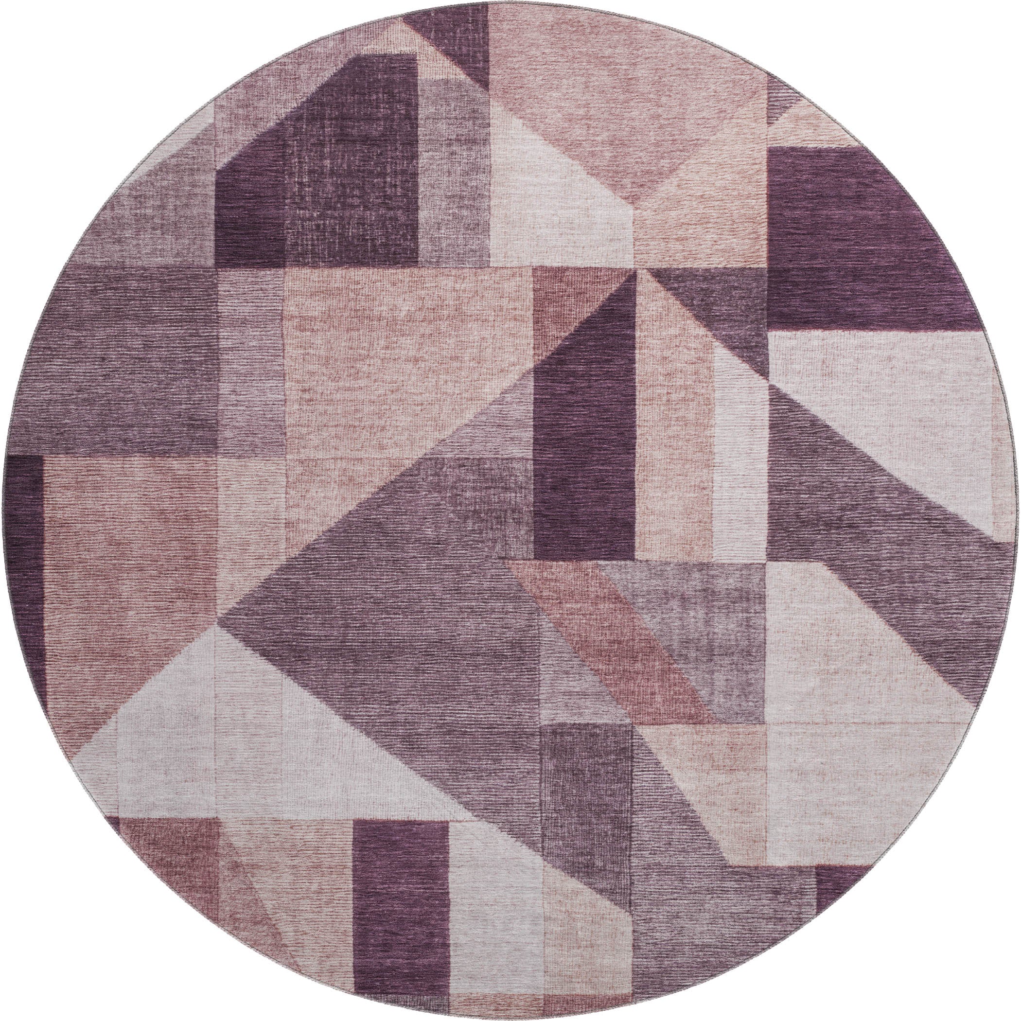 Athens Machine Washable Traditional Eggplant Purple Rug 8' x 8' #shape_Round