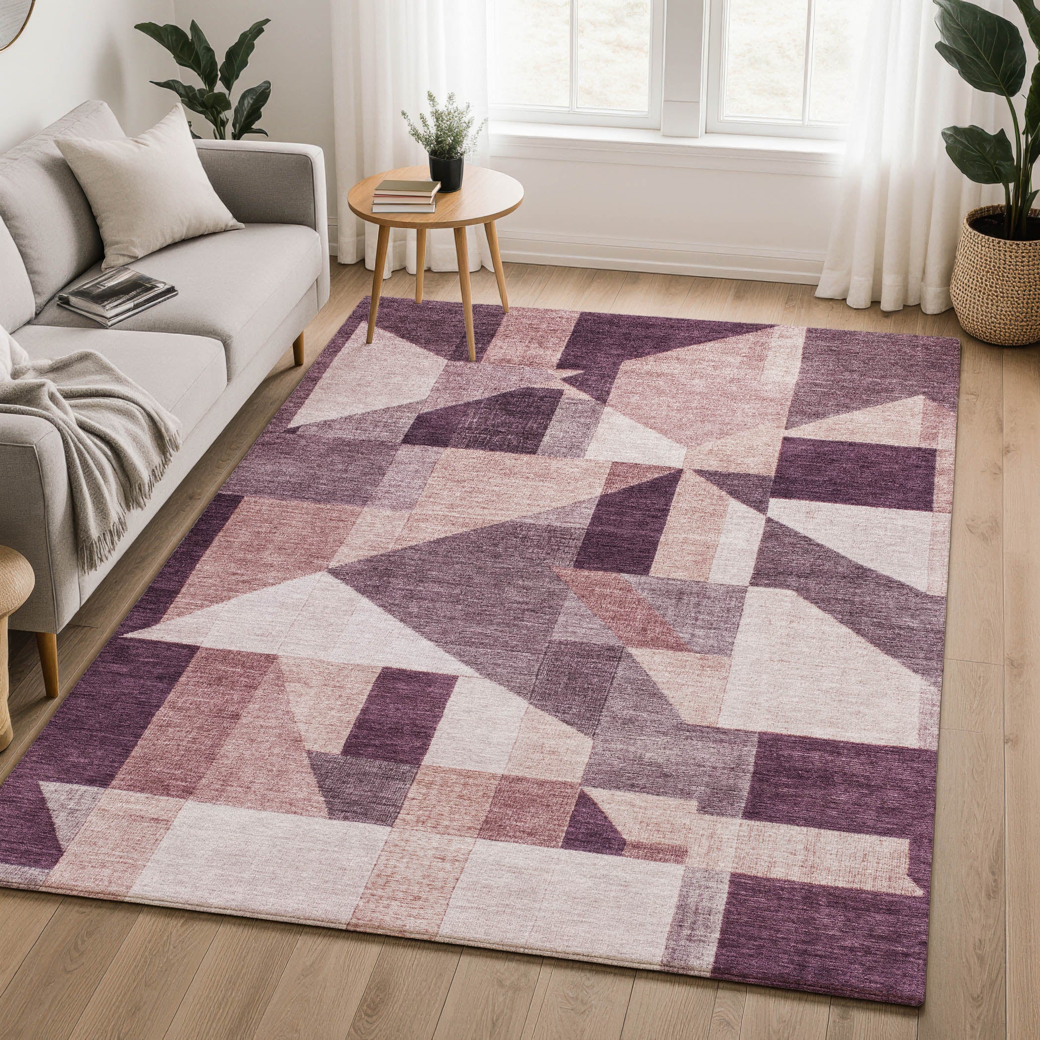 Athens Machine Washable Traditional Eggplant Purple Rug 3' x 5' #shape_Rectangle