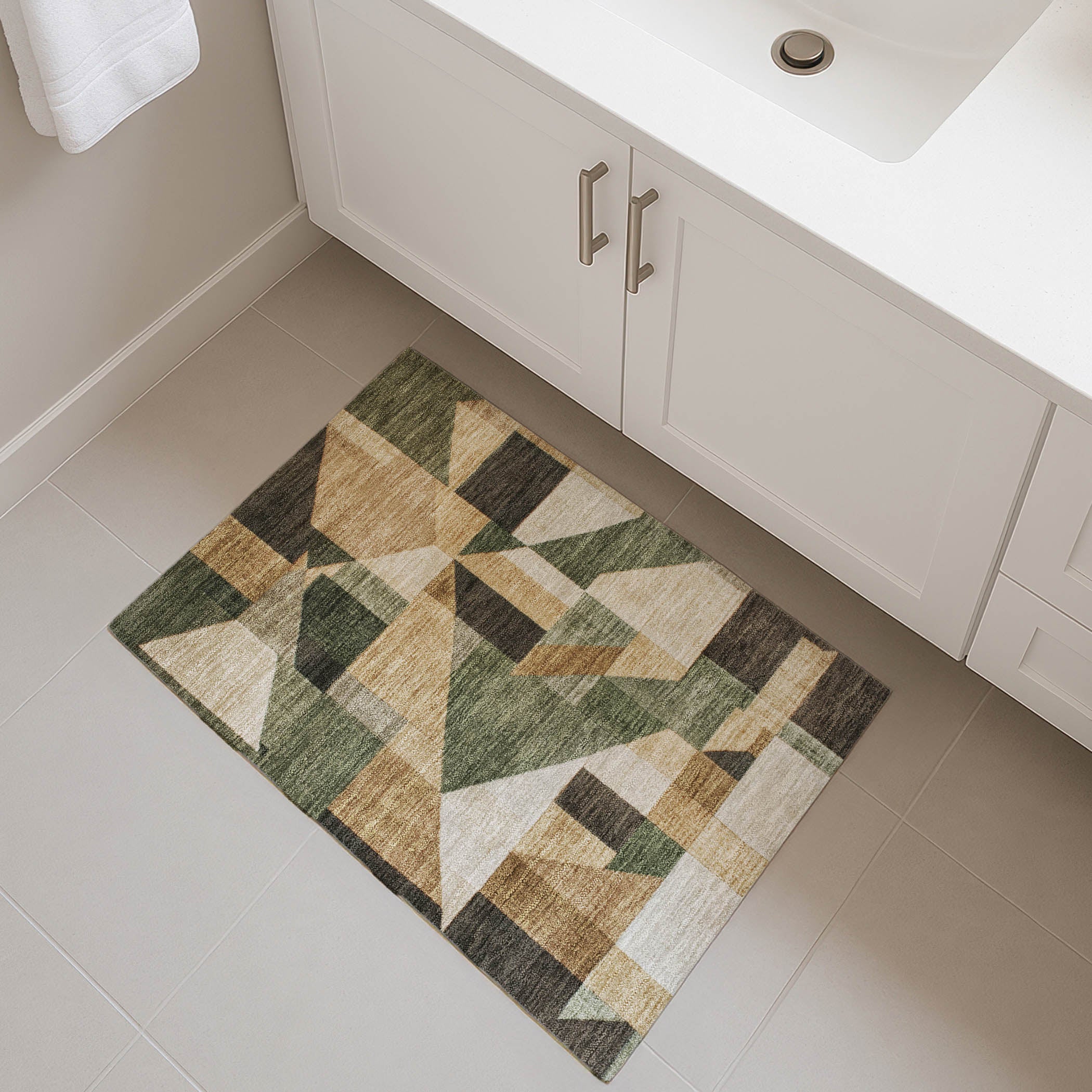 Athens Machine Washable Traditional Fern Green Rug 1'8" x 2'6" #shape_Rectangle