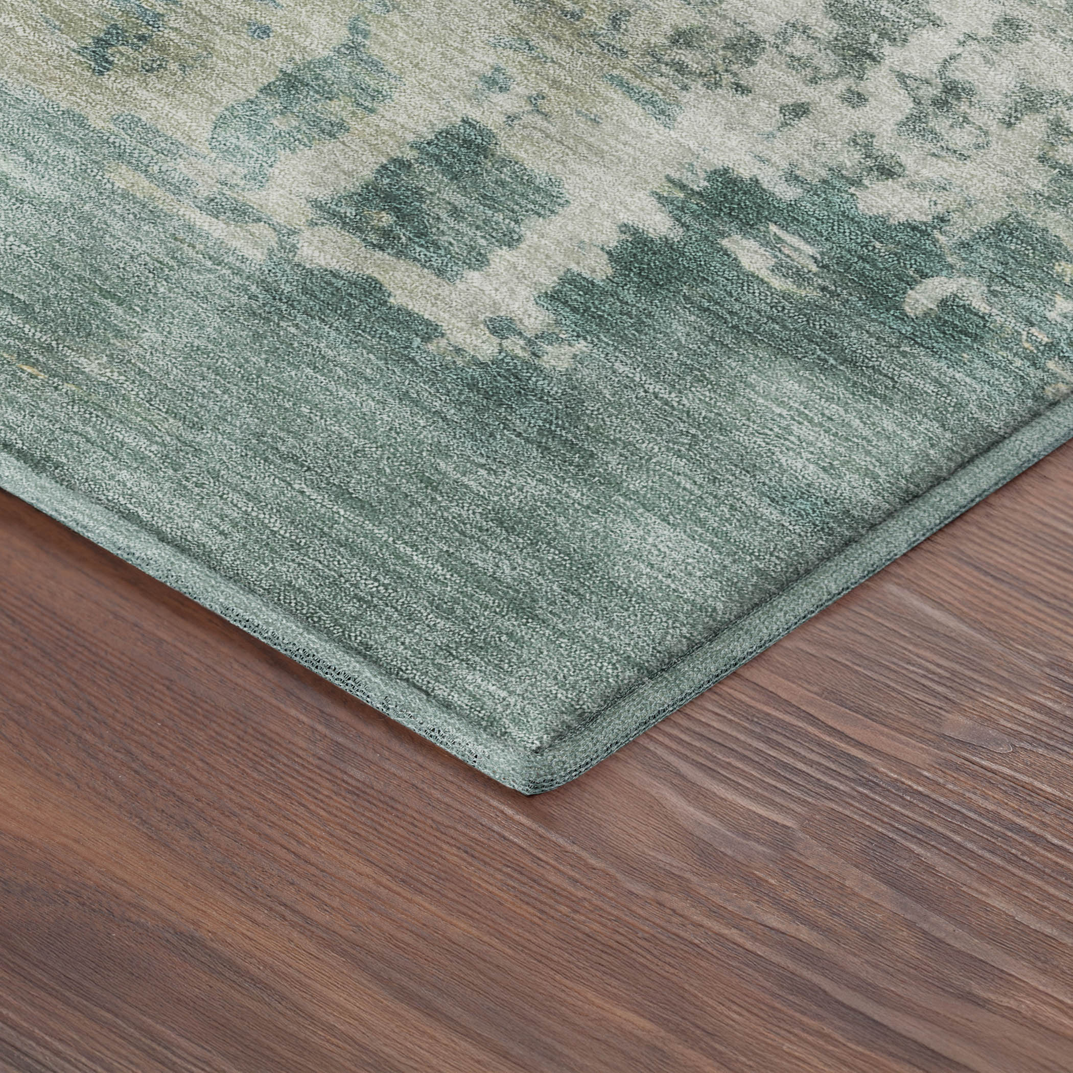 Split Machine Washable Traditional Aloe Green Rug 1'8" x 2'6" #shape_Rectangle