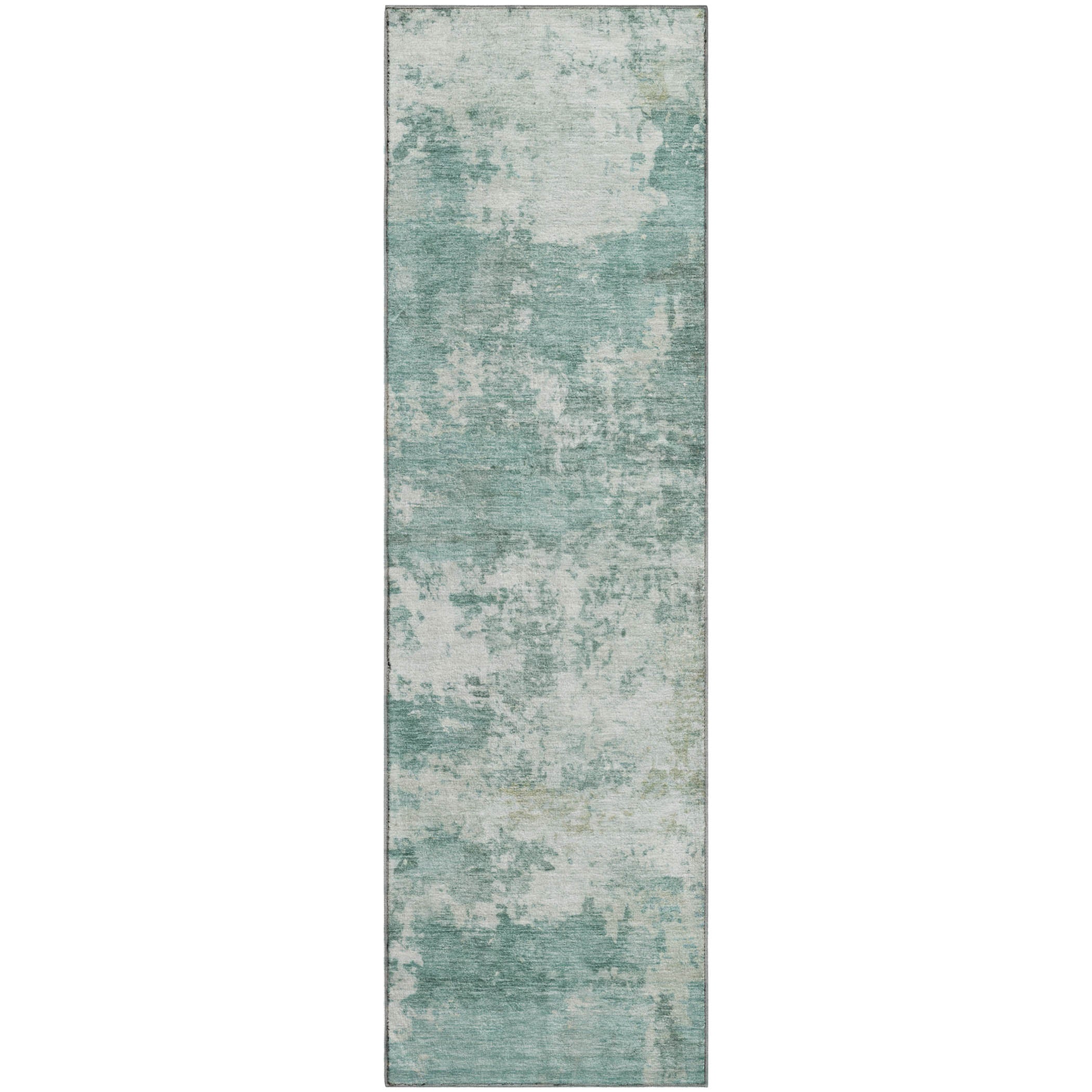 Split Machine Washable Transitional Aqua Teal Rug 2'3" x 7'6" #shape_Runner