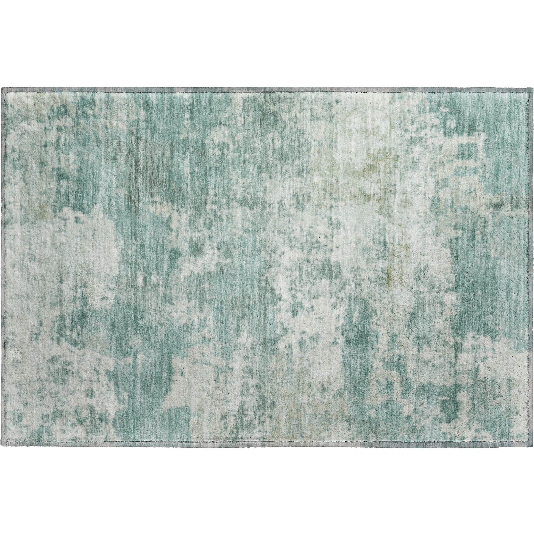 Split Machine Washable Transitional Aqua Teal Rug 1'8" x 2'6" #shape_Rectangle