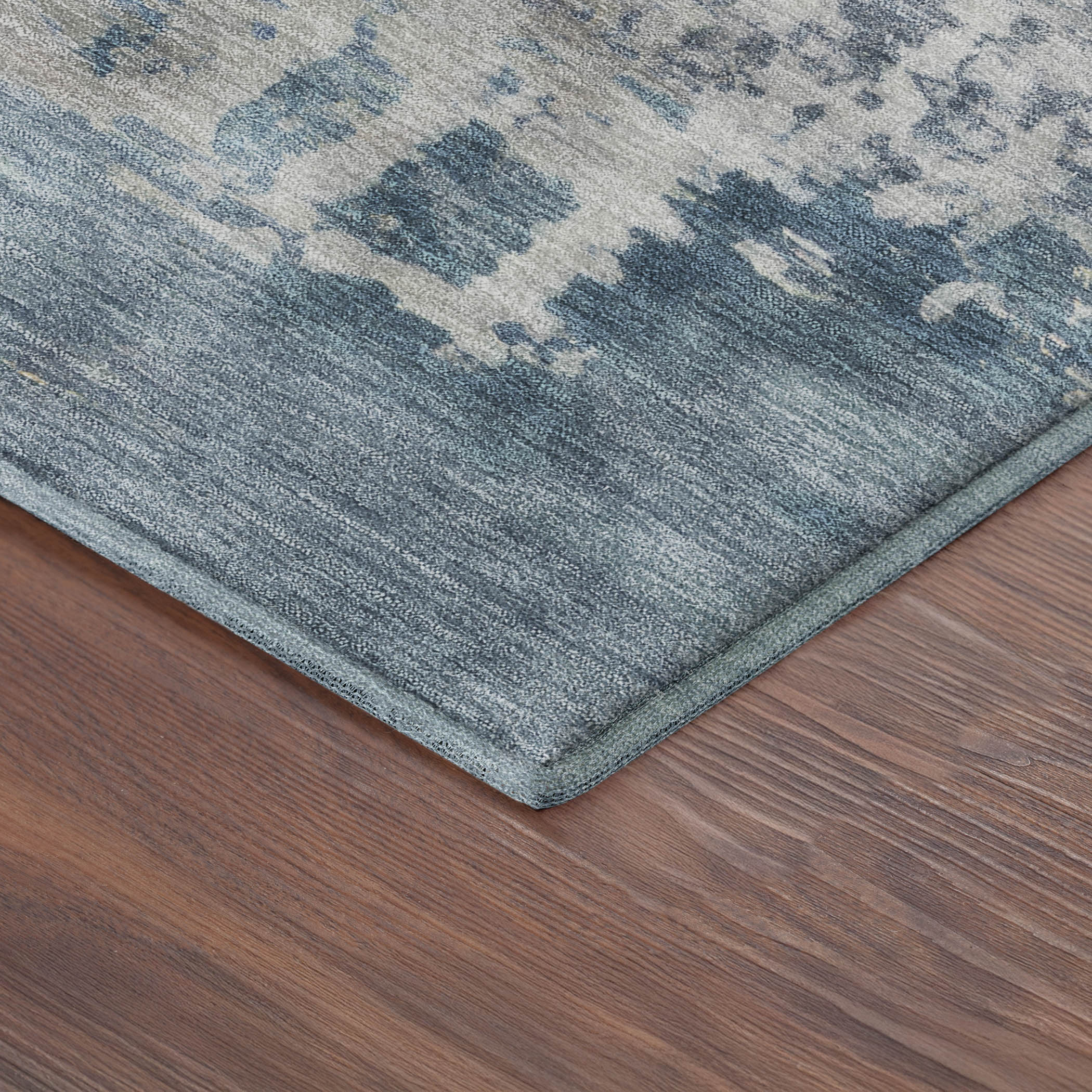 Split Machine Washable Transitional Blue Rug 1'8" x 2'6" #shape_Rectangle