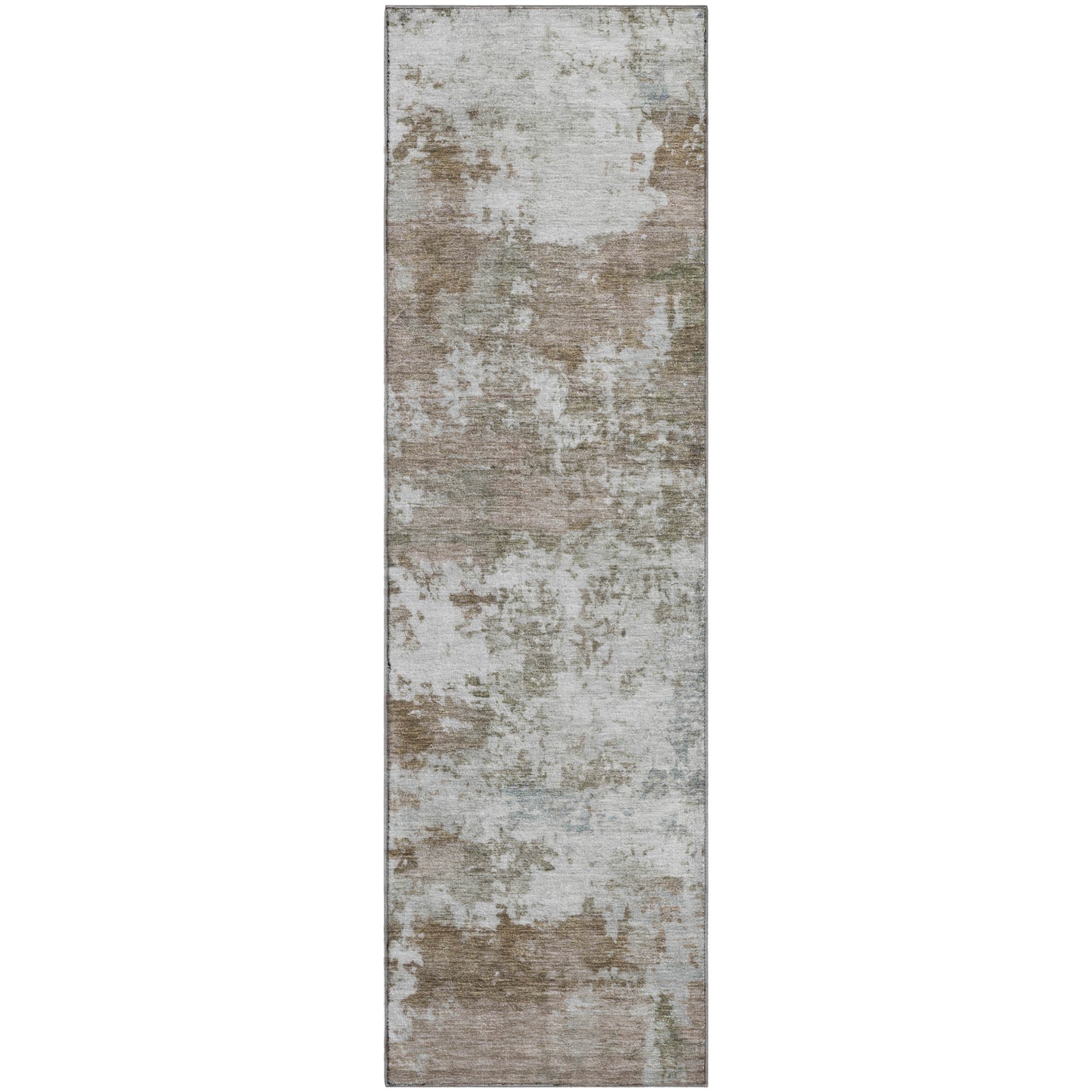 Split Machine Washable Transitional Brown Rug 2'3" x 7'6" #shape_Runner