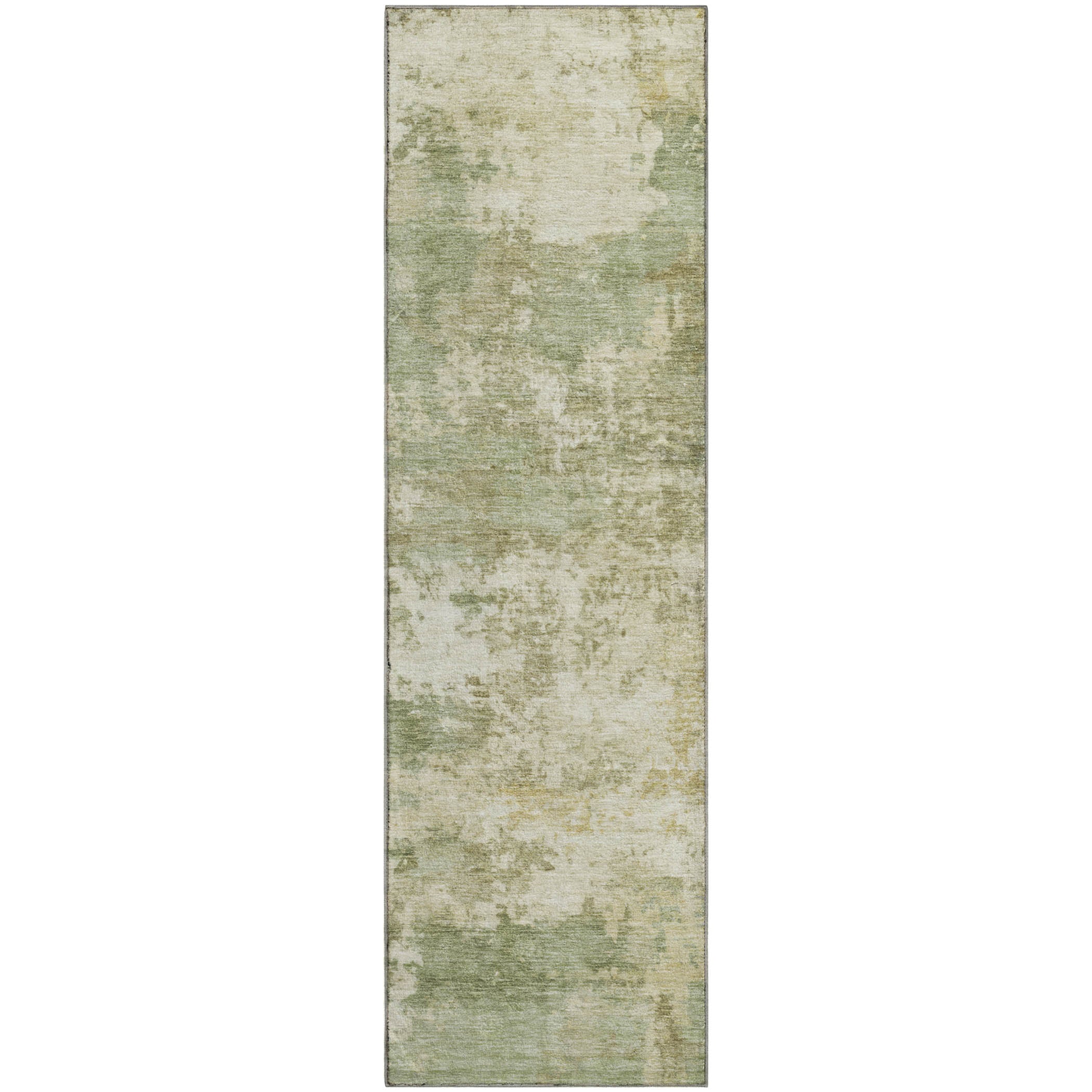 Split Machine Washable Transitional Celery Green Rug 2'3" x 7'6" #shape_Runner