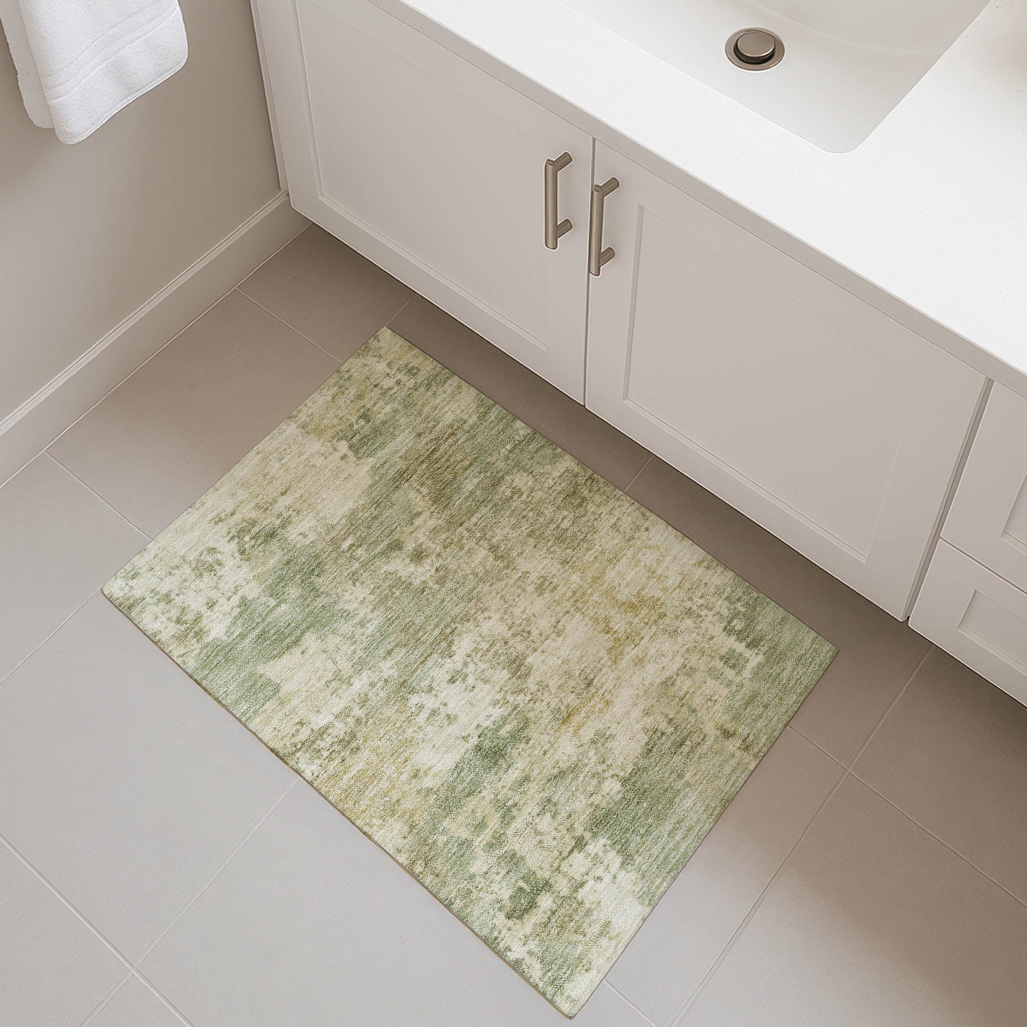 Split Machine Washable Transitional Celery Green Rug 1'8" x 2'6" #shape_Rectangle
