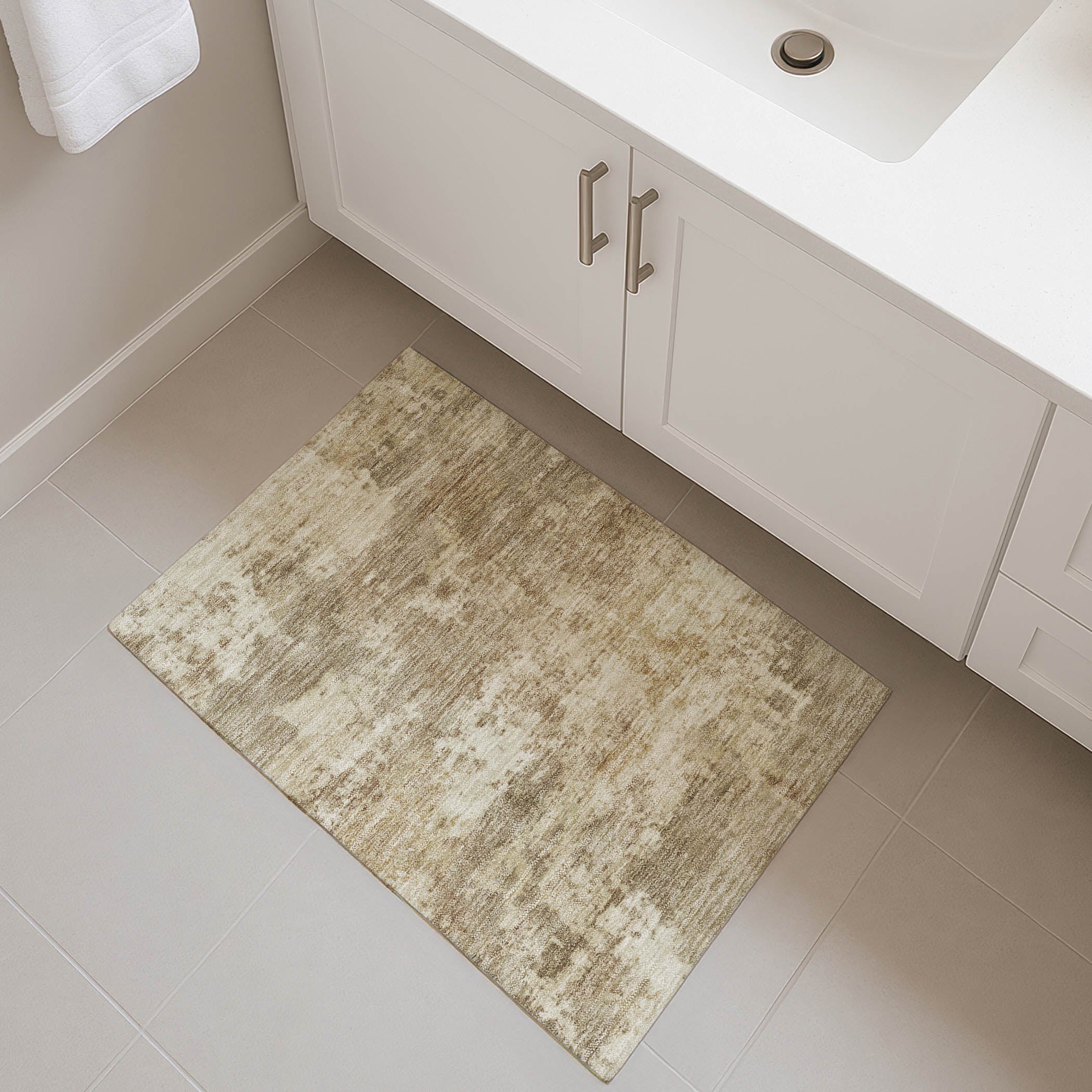 Split Machine Washable Transitional Khaki Brown Rug 1'8" x 2'6" #shape_Rectangle