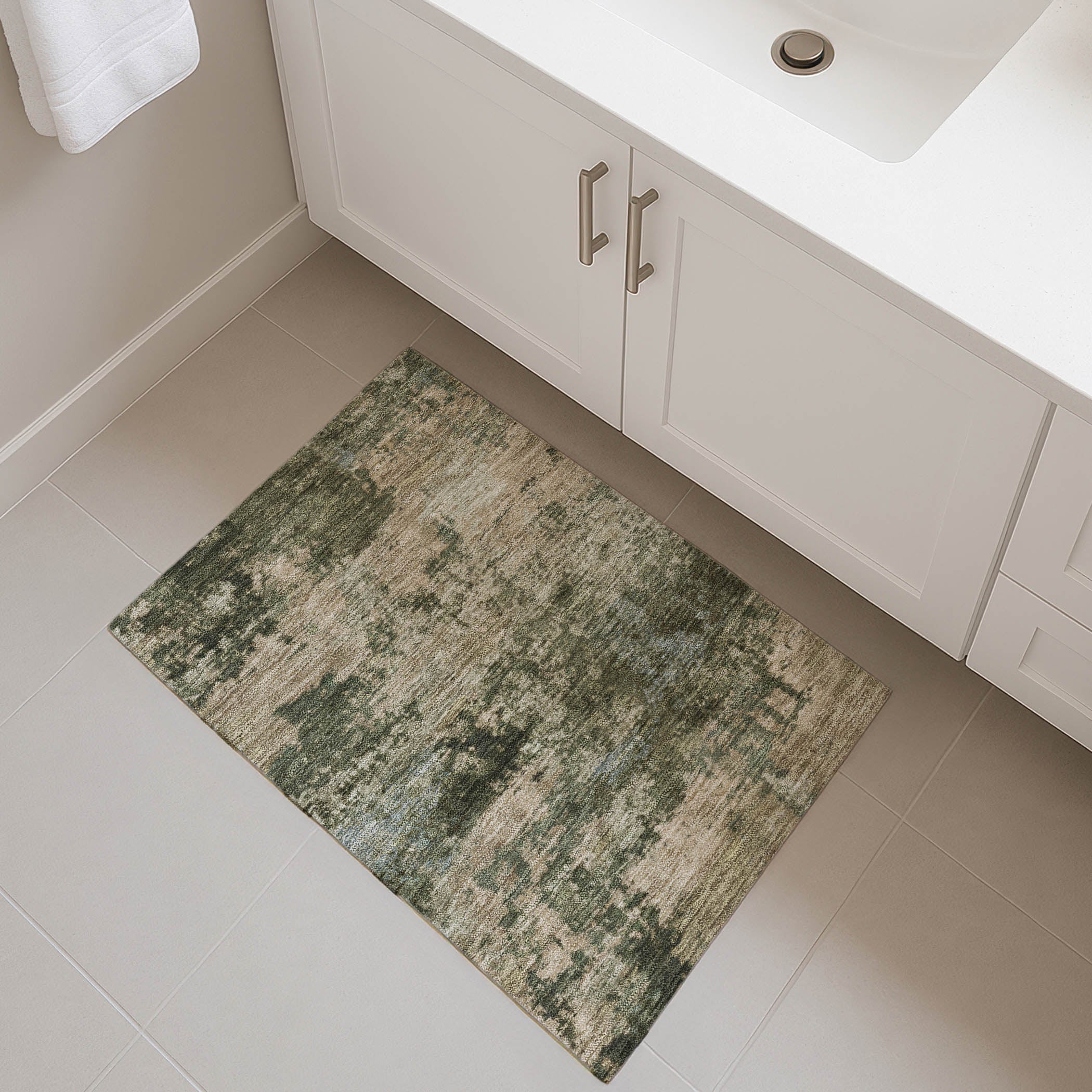 Split Machine Washable Transitional Olive Green Rug 1'8" x 2'6" #shape_Rectangle