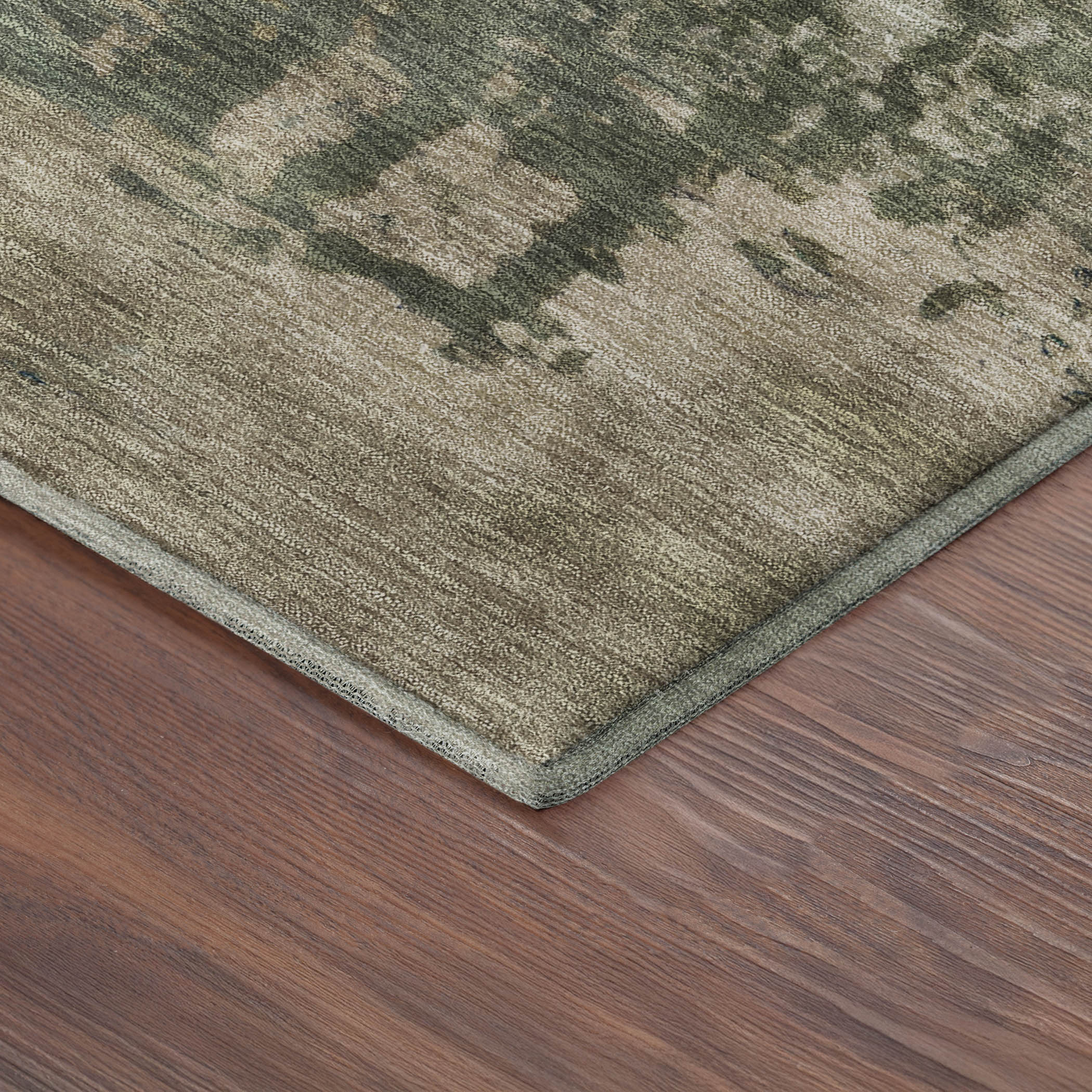 Split Machine Washable Transitional Olive Green Rug 1'8" x 2'6" #shape_Rectangle