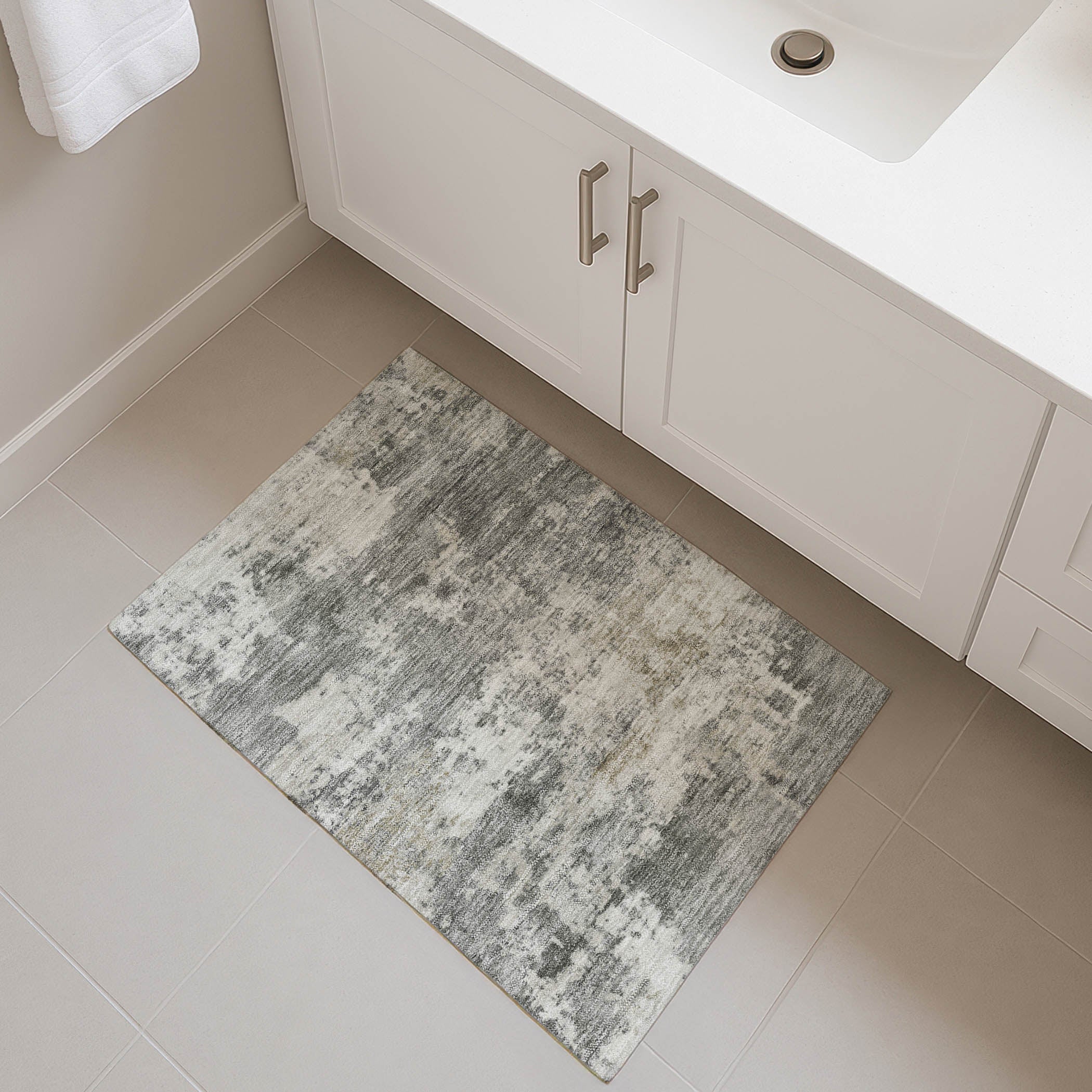 Split Machine Washable Transitional Pewter Gray Rug 1'8" x 2'6" #shape_Rectangle