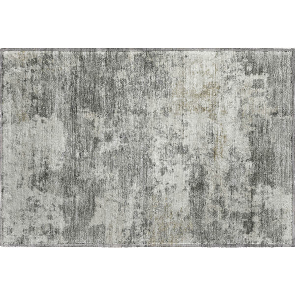 Split Machine Washable Transitional Pewter Gray Rug 1'8" x 2'6"