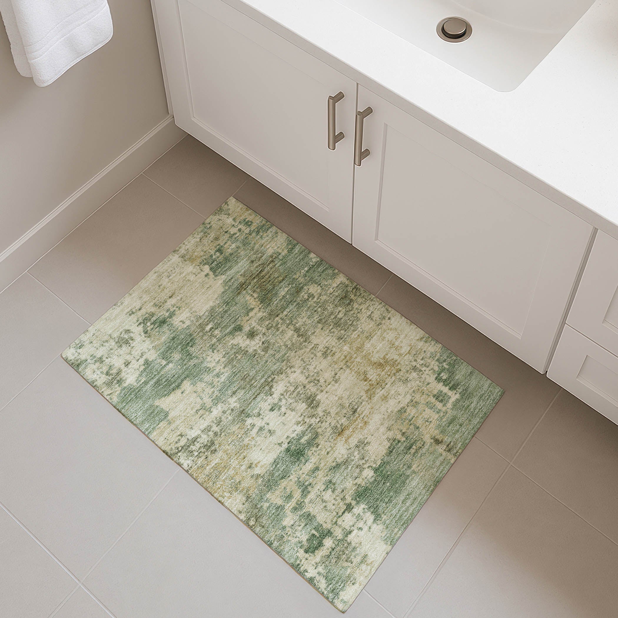 Split Machine Washable Transitional Sage Green Rug 1'8" x 2'6" #shape_Rectangle