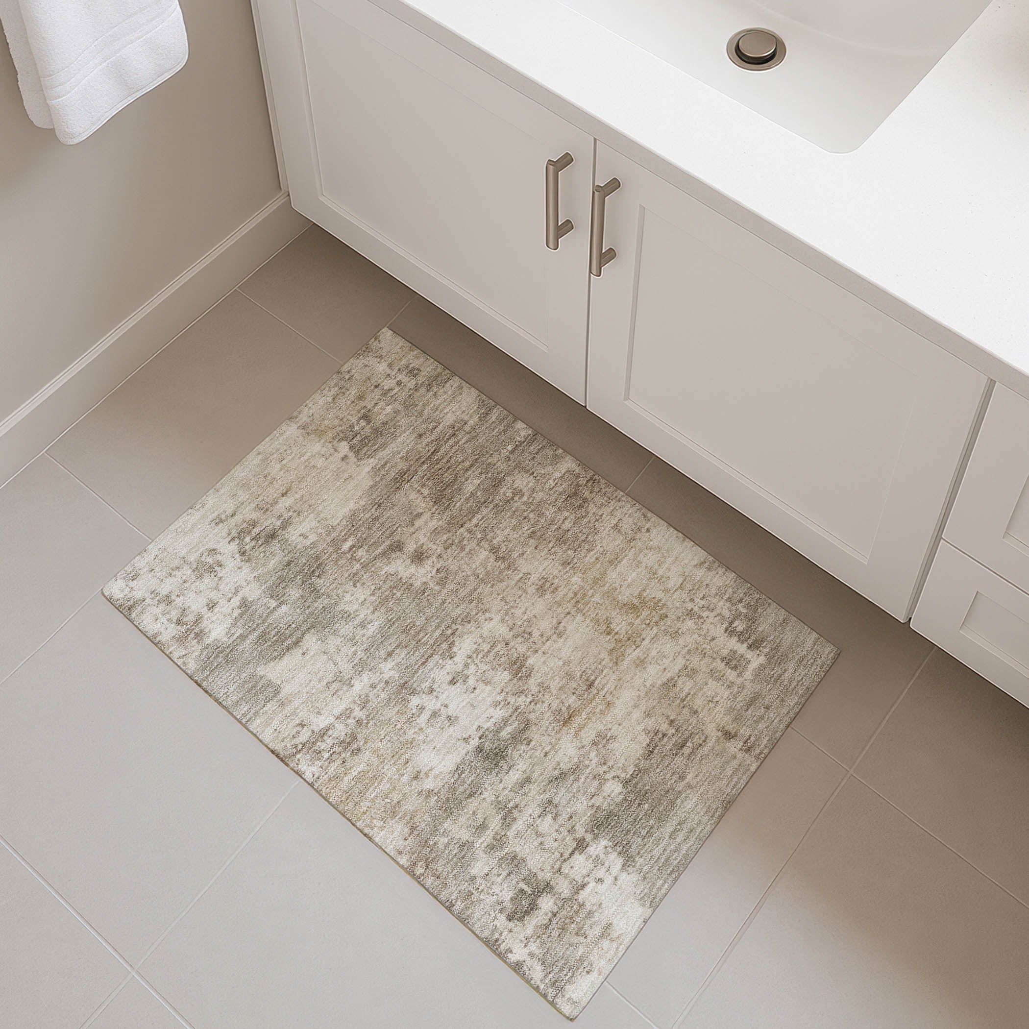 Split Machine Washable Transitional Taupe Brown Rug 1'8" x 2'6" #shape_Rectangle