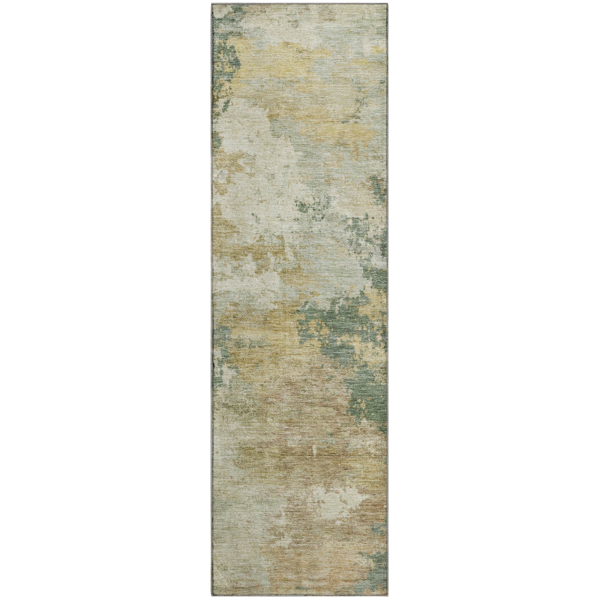 Seville Machine Washable Traditional Aloe Green Rug 2'3" x 7'6" #shape_Runner