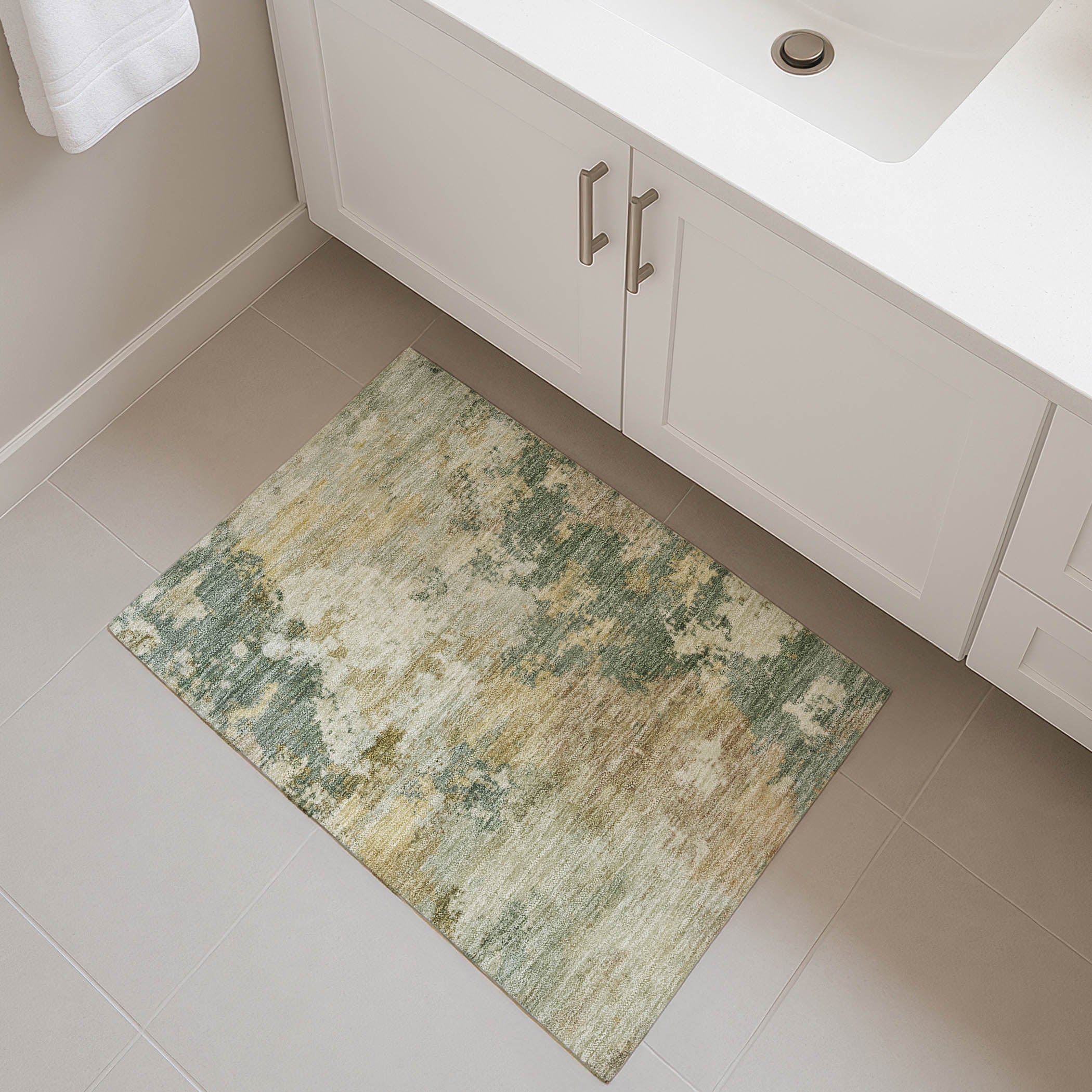 Seville Machine Washable Traditional Aloe Green Rug 1'8" x 2'6" #shape_Rectangle