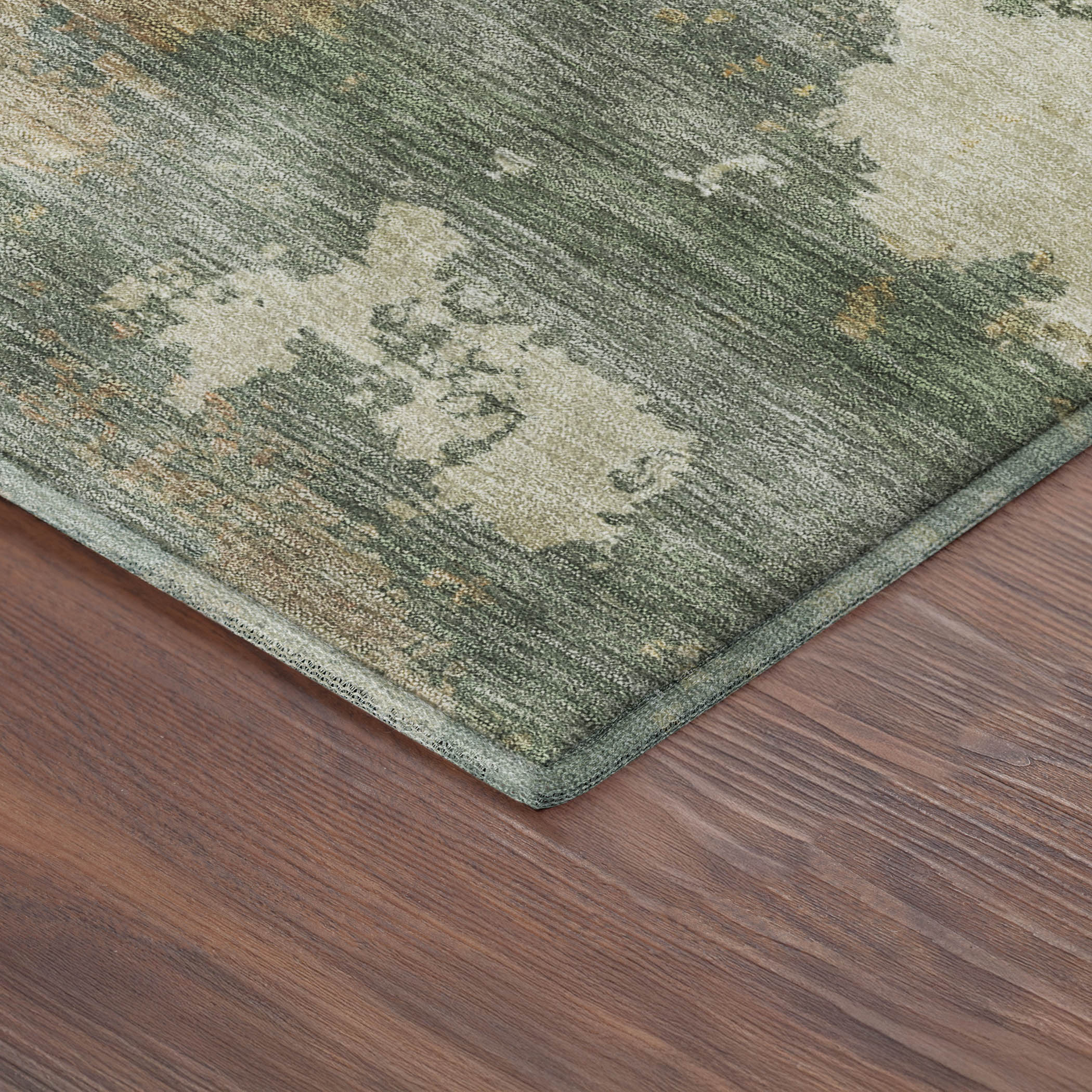 Seville Machine Washable Traditional Aloe Green Rug 1'8" x 2'6" #shape_Rectangle