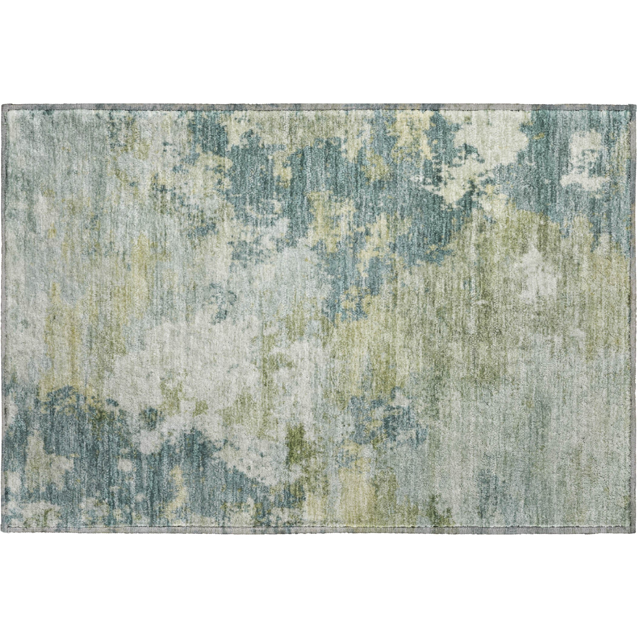 Seville Machine Washable Traditional Aqua Teal Rug 1'8" x 2'6" #shape_Rectangle