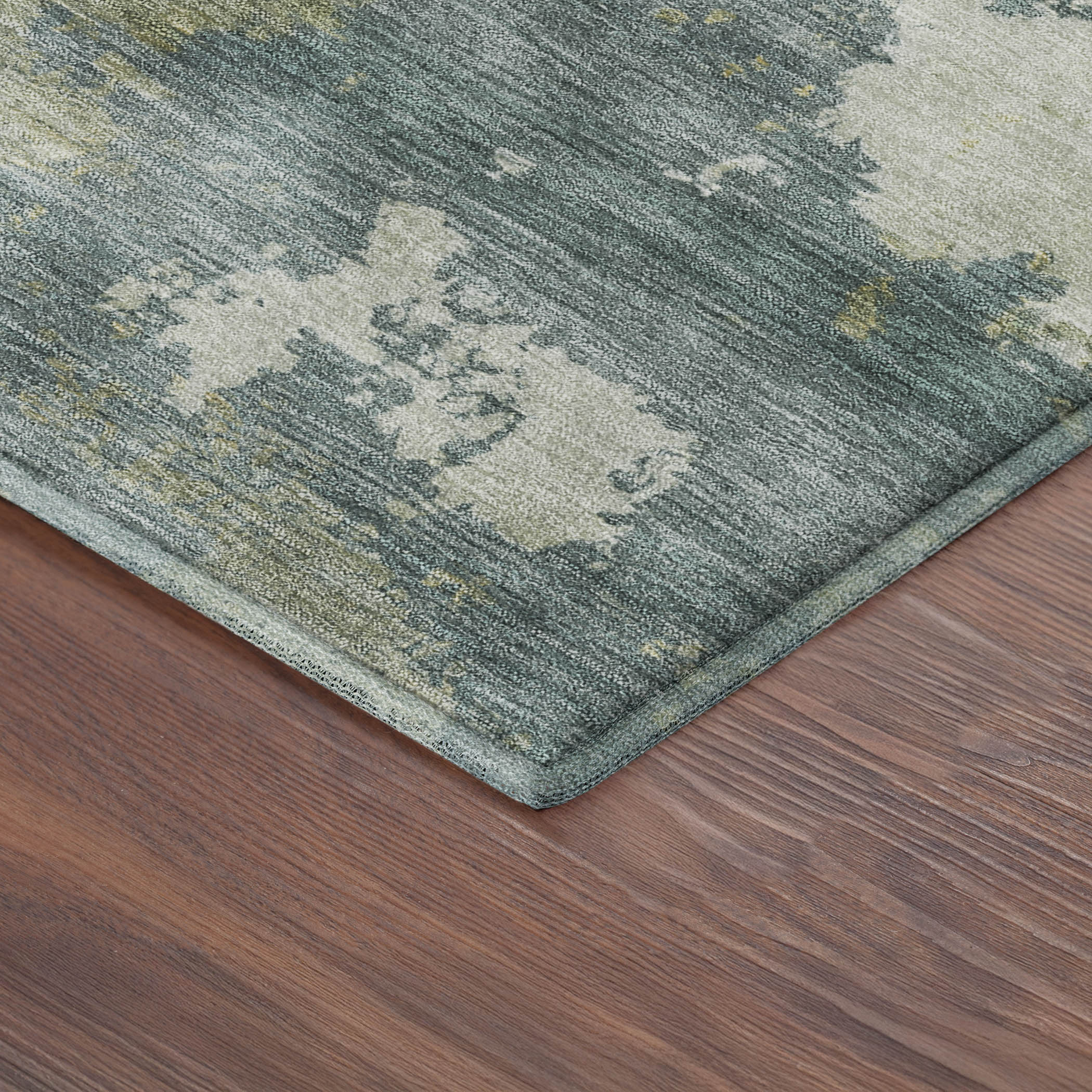 Seville Machine Washable Traditional Aqua Teal Rug 1'8" x 2'6" #shape_Rectangle