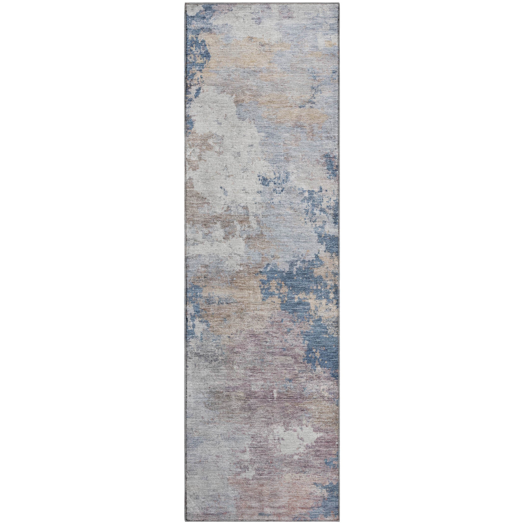 Seville Machine Washable Traditional Blue Rug 2'3" x 7'6" #shape_Runner