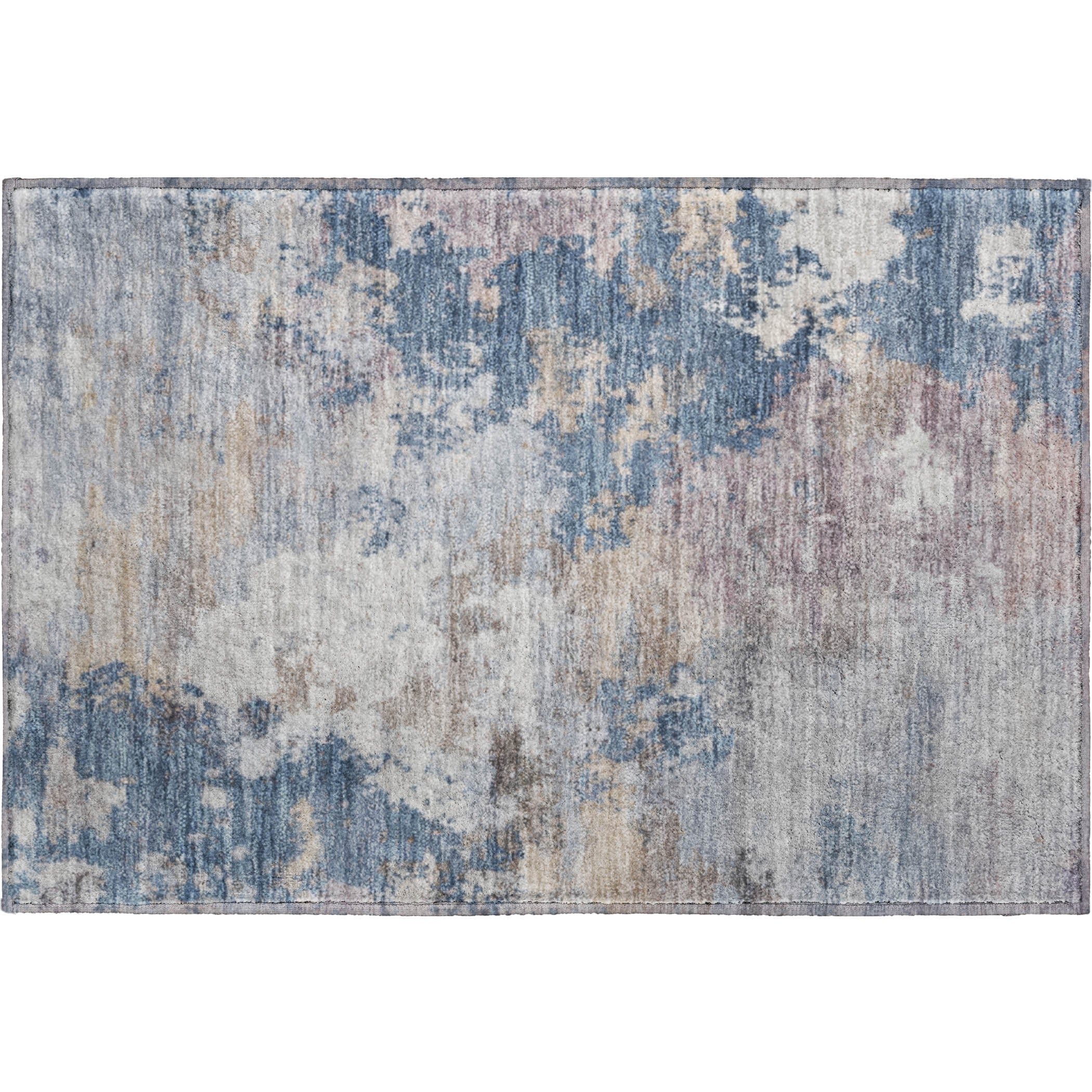Seville Machine Washable Traditional Blue Rug 1'8" x 2'6" #shape_Rectangle