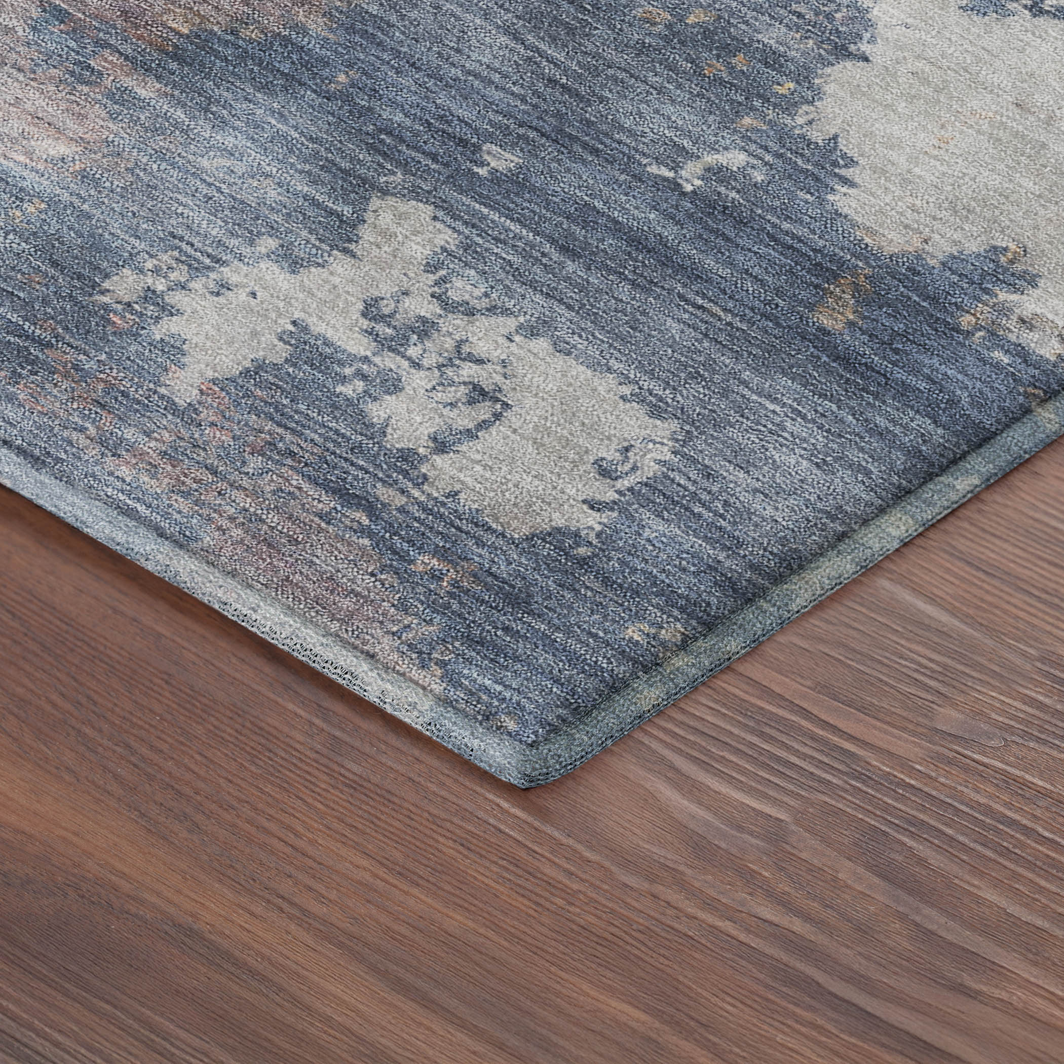 Seville Machine Washable Traditional Blue Rug 1'8" x 2'6" #shape_Rectangle