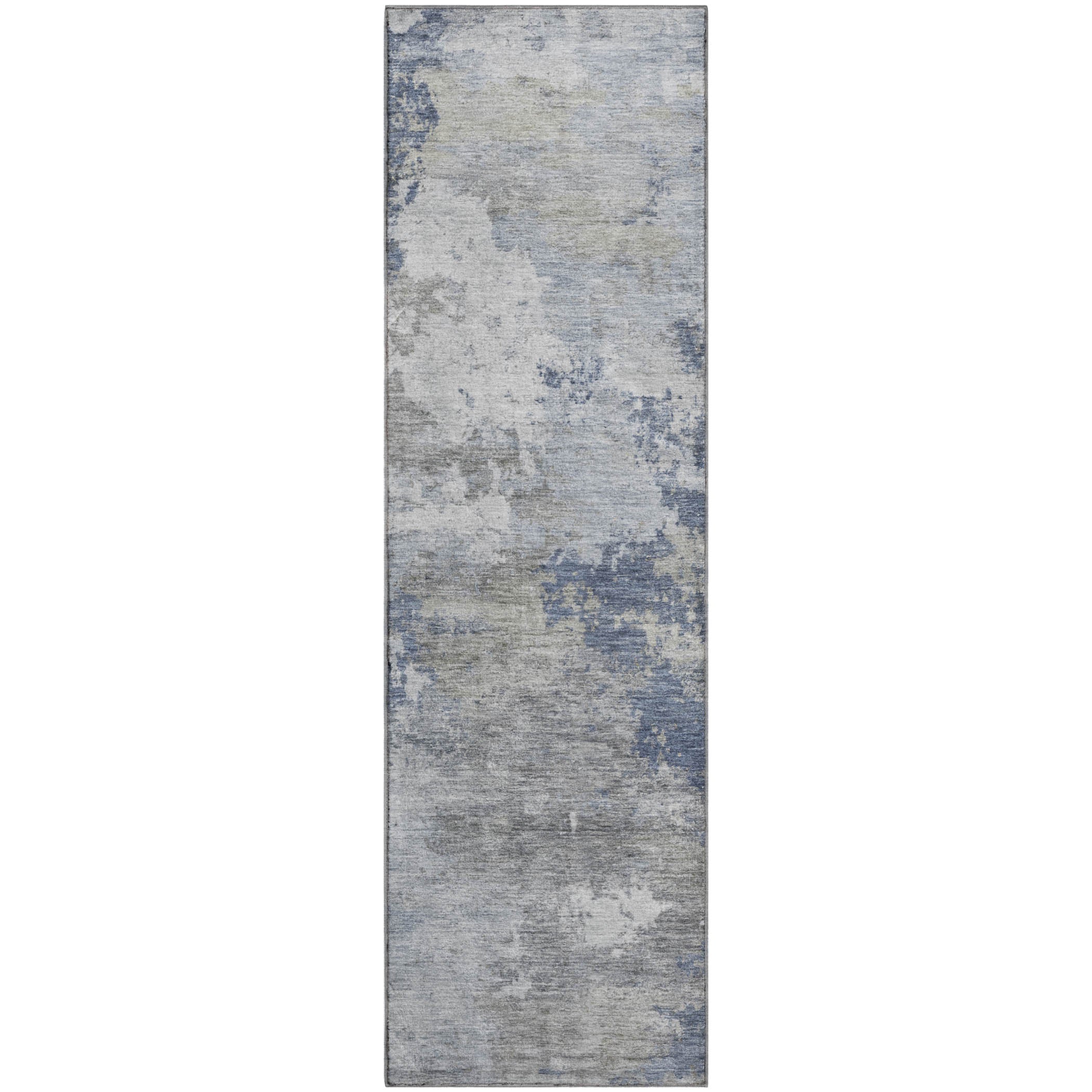 Seville Machine Washable Traditional Denim Blue Rug 2'3" x 7'6" #shape_Runner