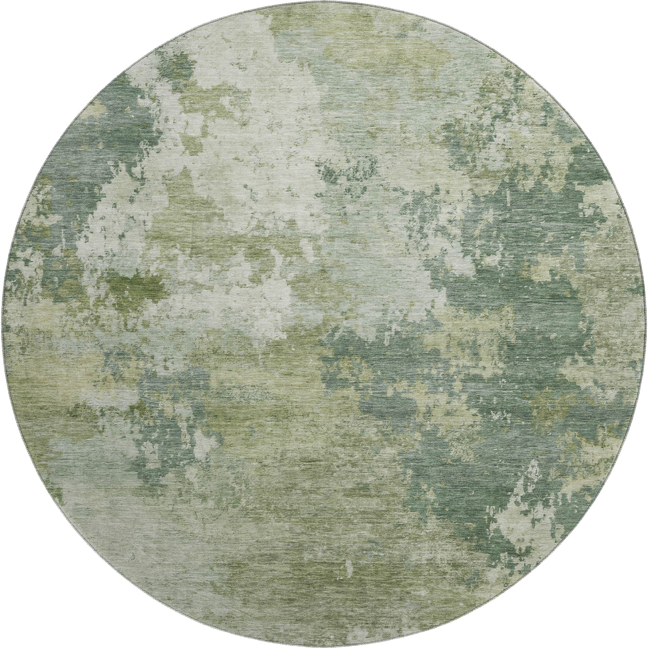 Seville Machine Washable Traditional Fern Green Rug 8' x 8' #shape_Round
