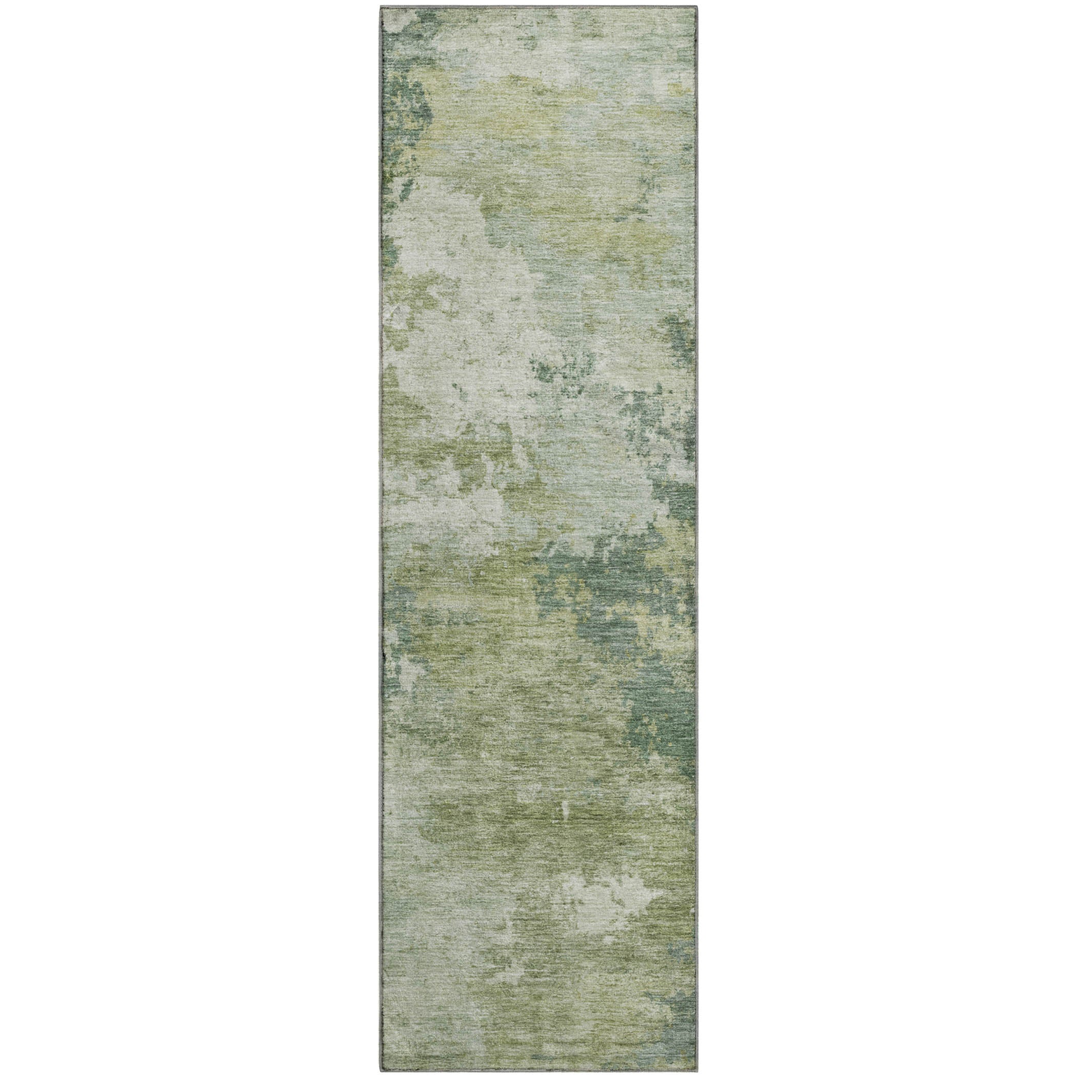 Seville Machine Washable Traditional Fern Green Rug 2'3" x 7'6" #shape_Runner