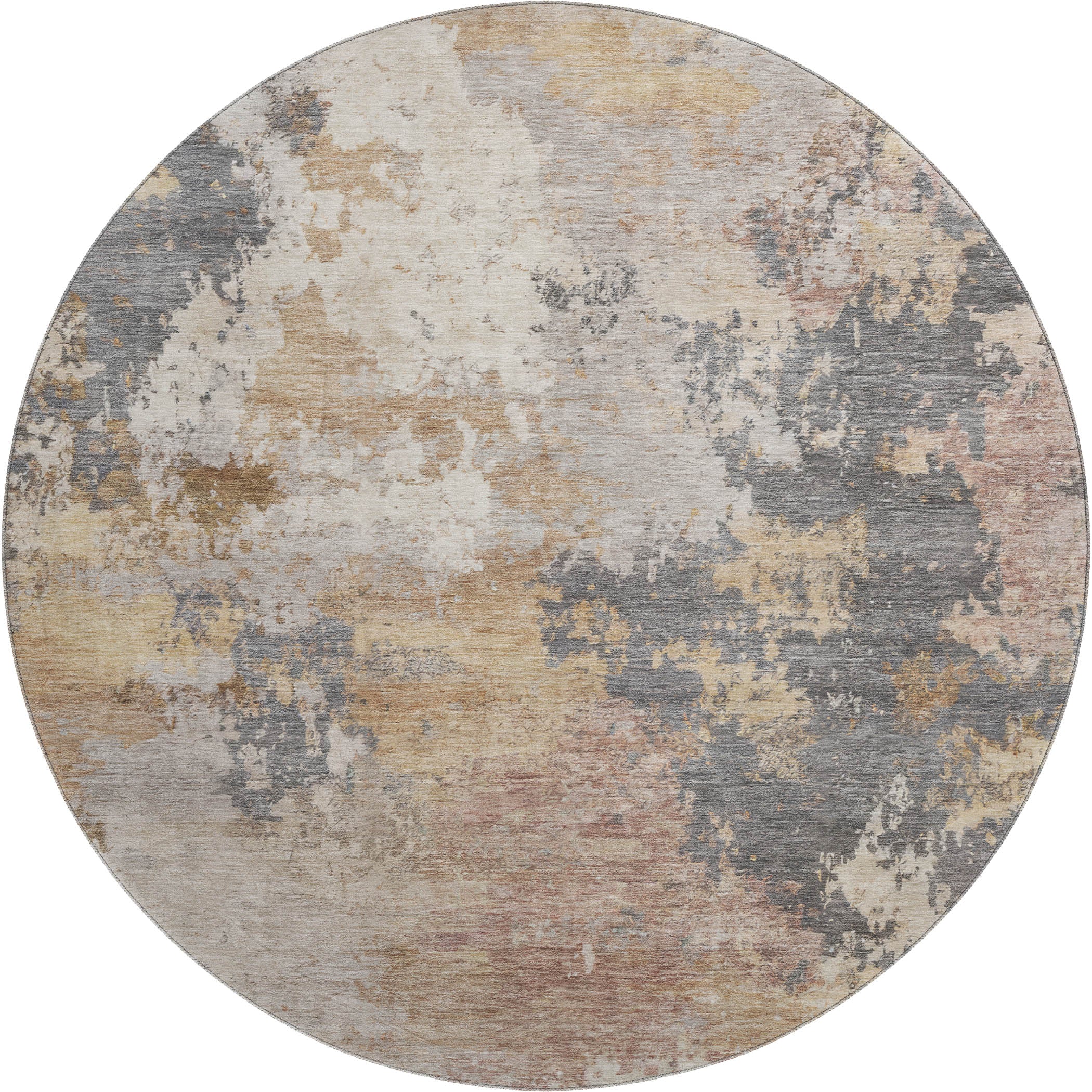 Seville Machine Washable Traditional Pewter Gray Rug 8' x 8' #shape_Round