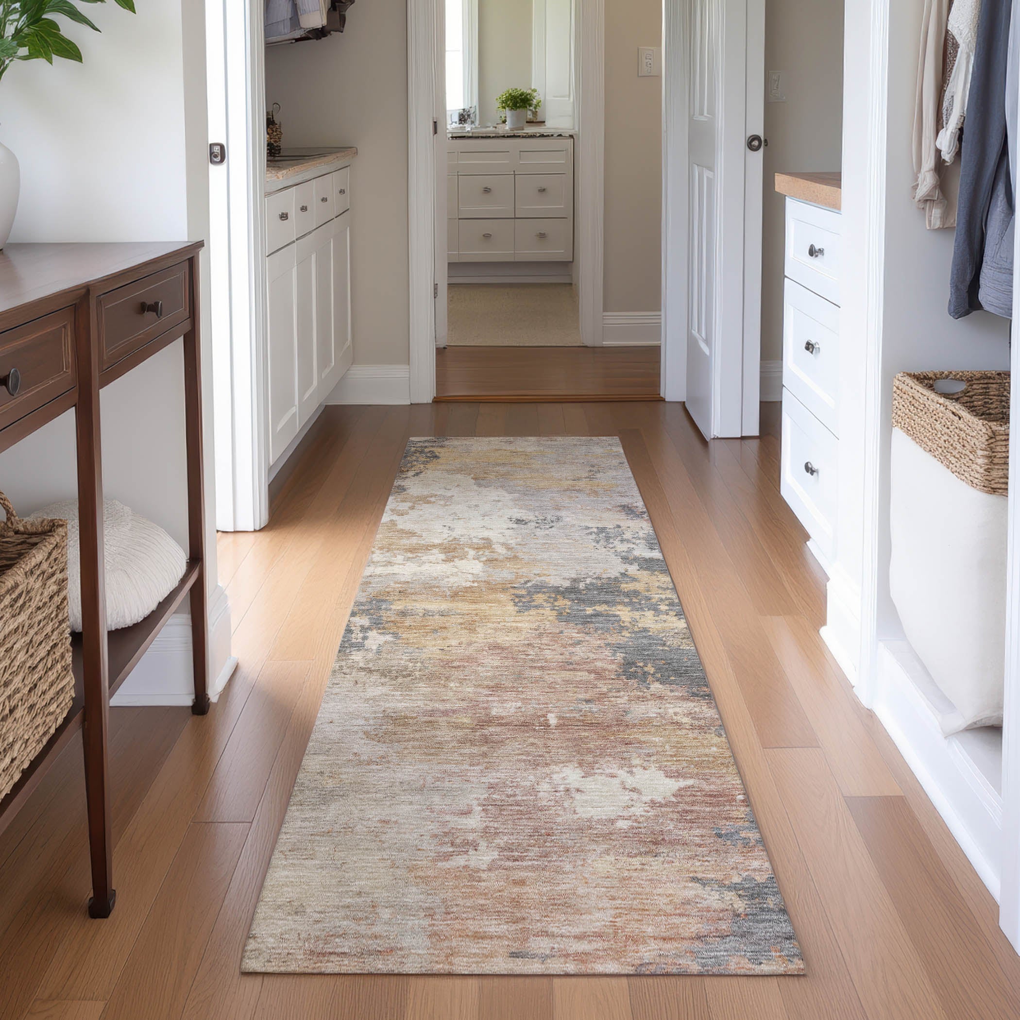Seville Machine Washable Traditional Pewter Gray Rug 2'3" x 7'6" #shape_Runner