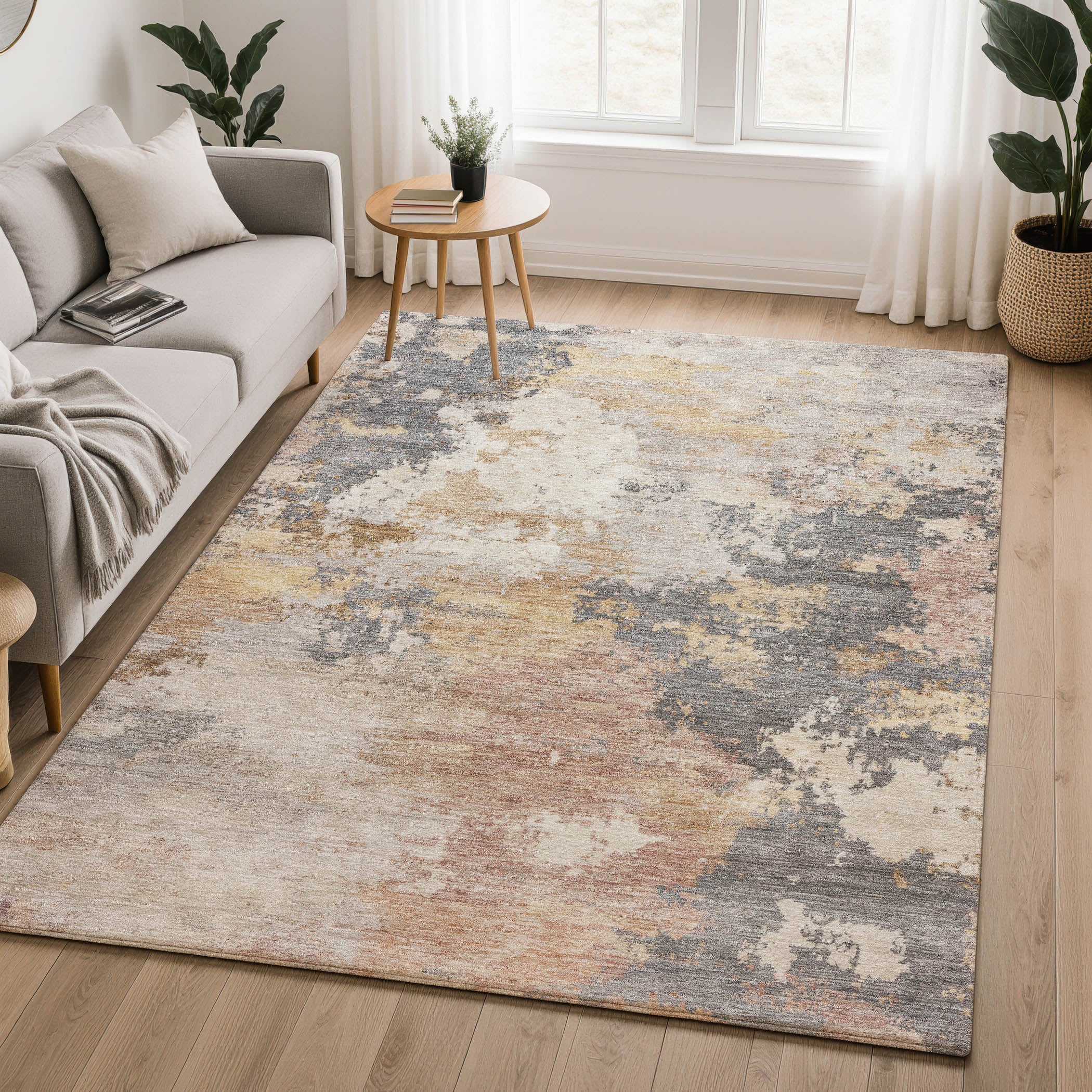 Seville Machine Washable Traditional Pewter Gray Rug 3' x 5' #shape_Rectangle