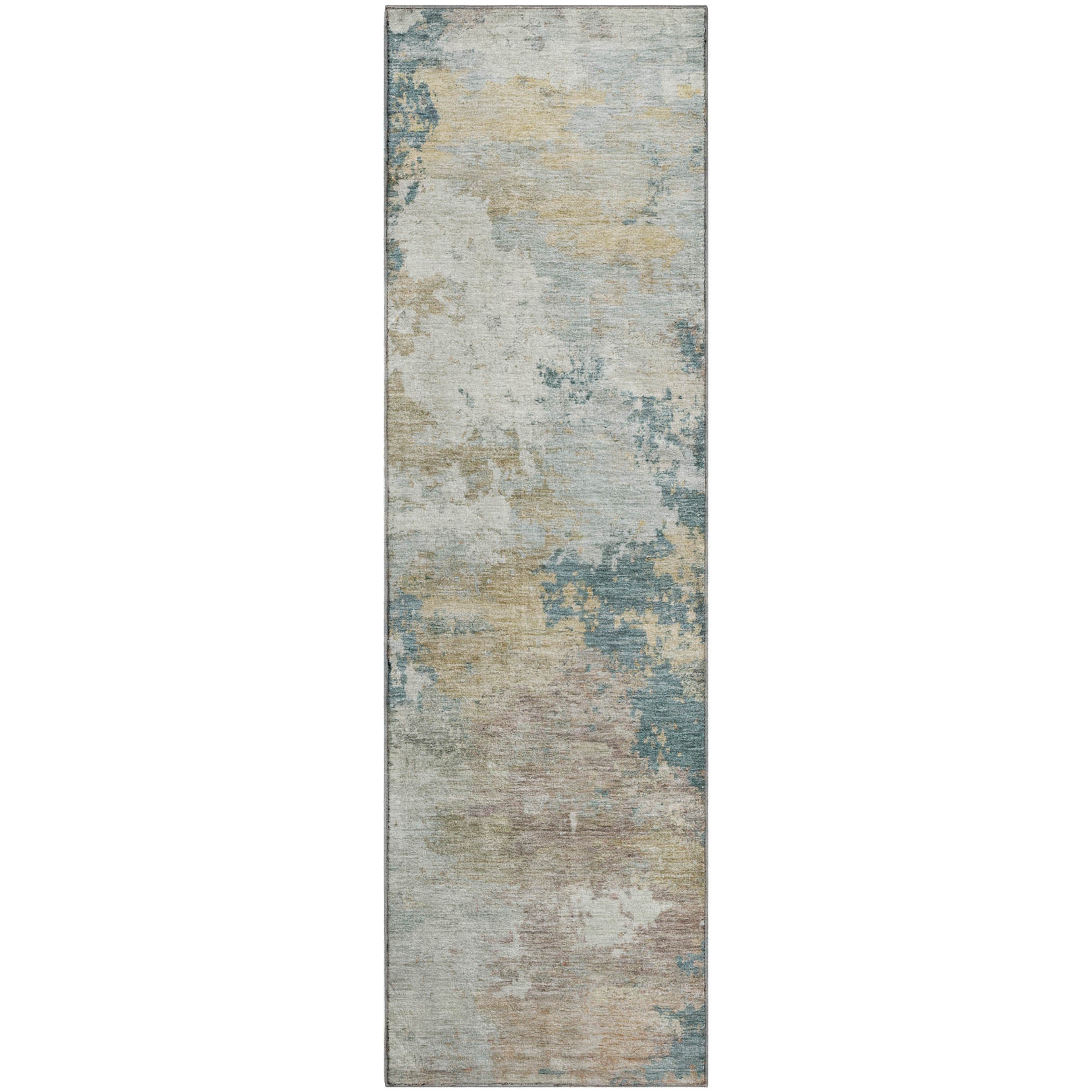 Seville Machine Washable Traditional Teal Rug 2'3" x 7'6" #shape_Runner