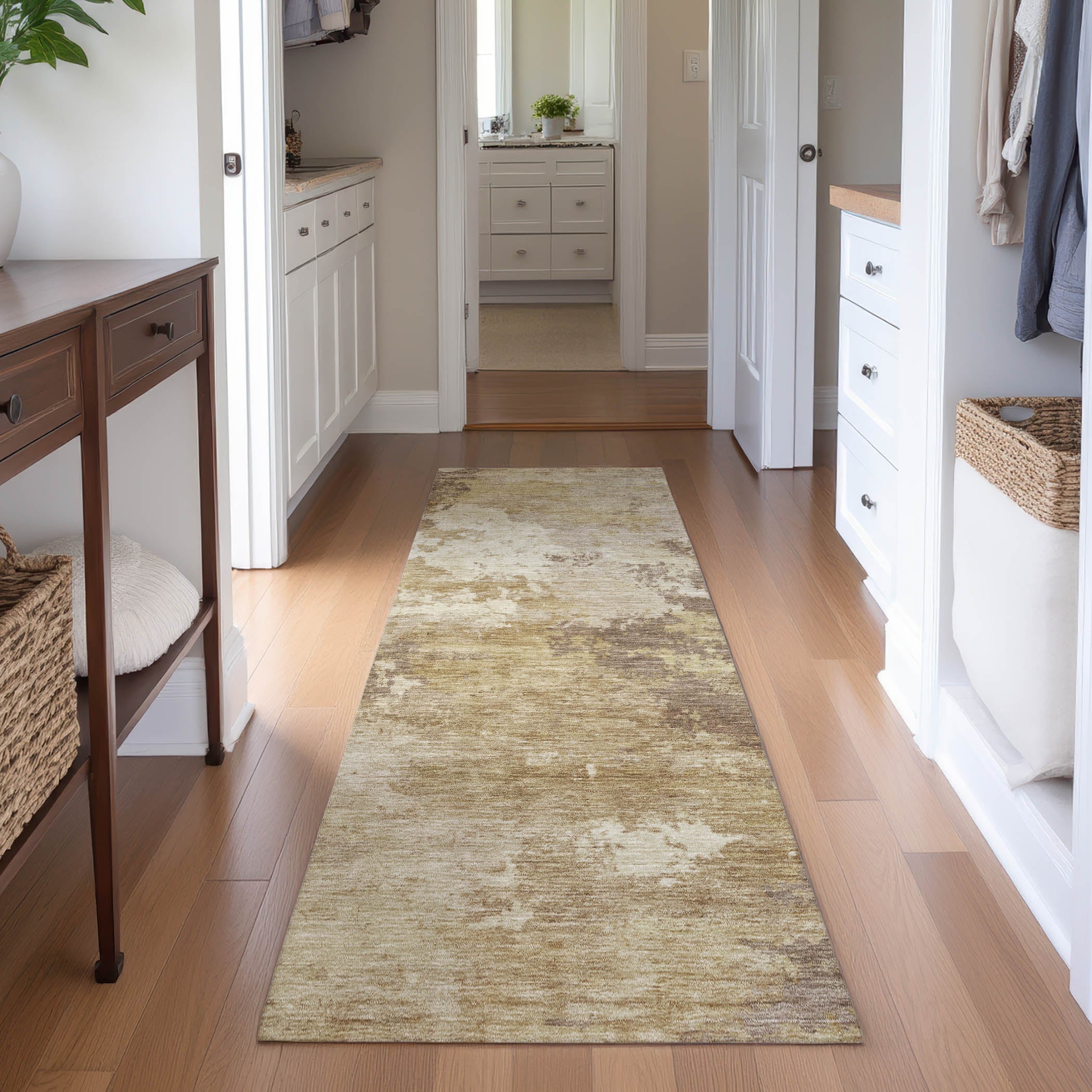 Seville Machine Washable Traditional Wheat Gold Rug 2'3" x 7'6" #shape_Runner